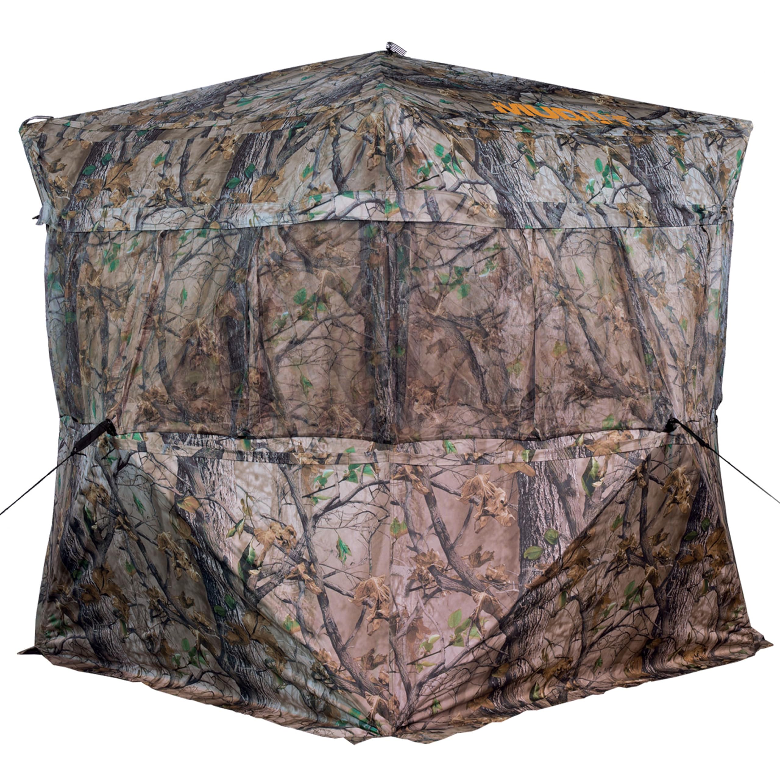 Muddy 360-Degree Viewing VS360 Durable Water-Resistant 3 Person Black Backed Quick Setup Portable Hunting Outdoor Ground Blind, Carry Bag Included, Epic Camo