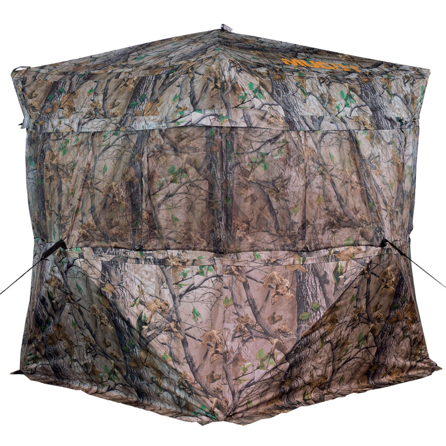 Muddy 360-Degree Viewing VS360 Durable Water-Resistant 3 Person Black Backed Quick Setup Portable Hunting Outdoor Ground Blind, Carry Bag Included, Epic Camo