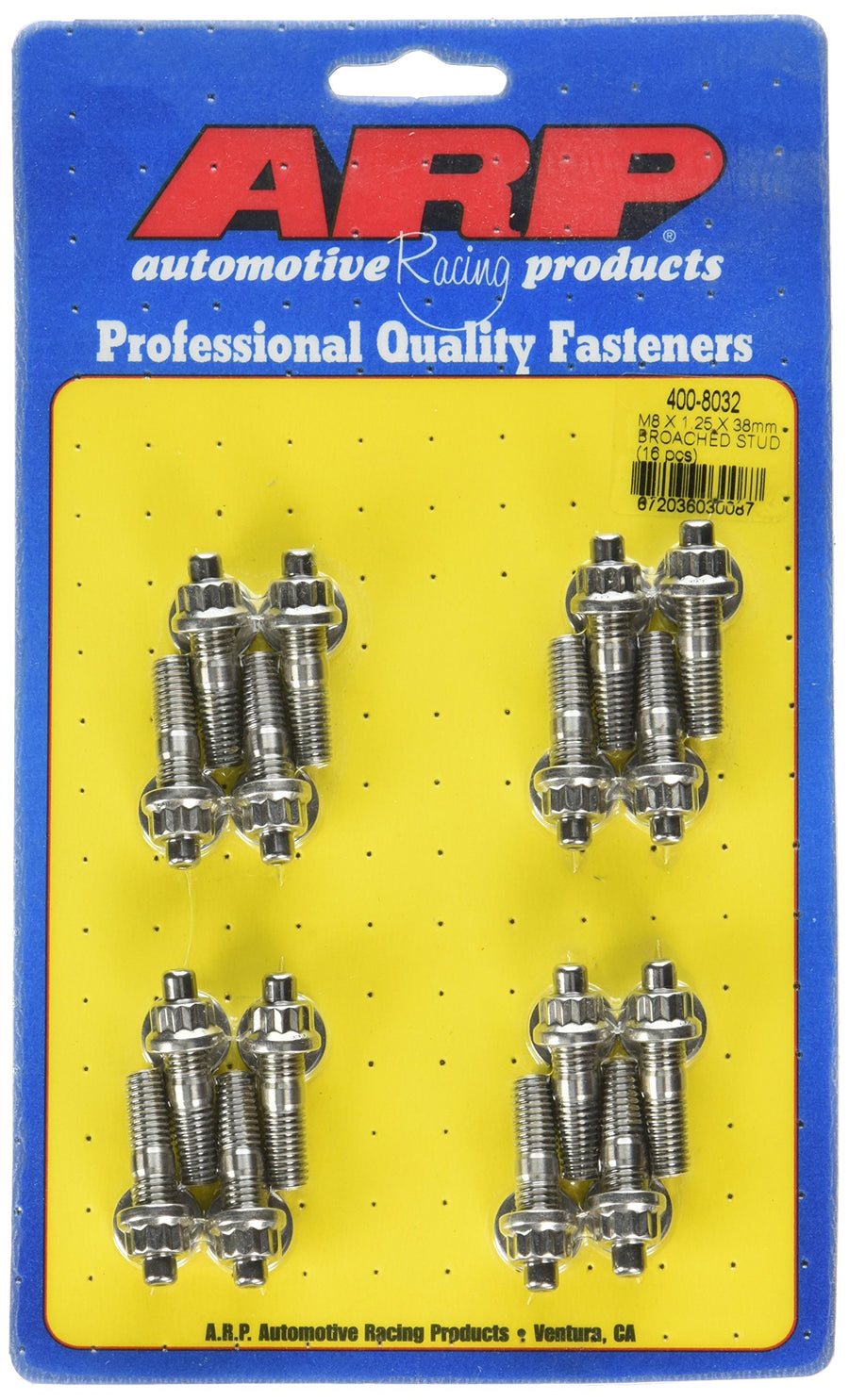 ARP 8mm x 1.25 x 38mm Stainless Steel Stud and Nut Kit - 16 Piece 400-8032
