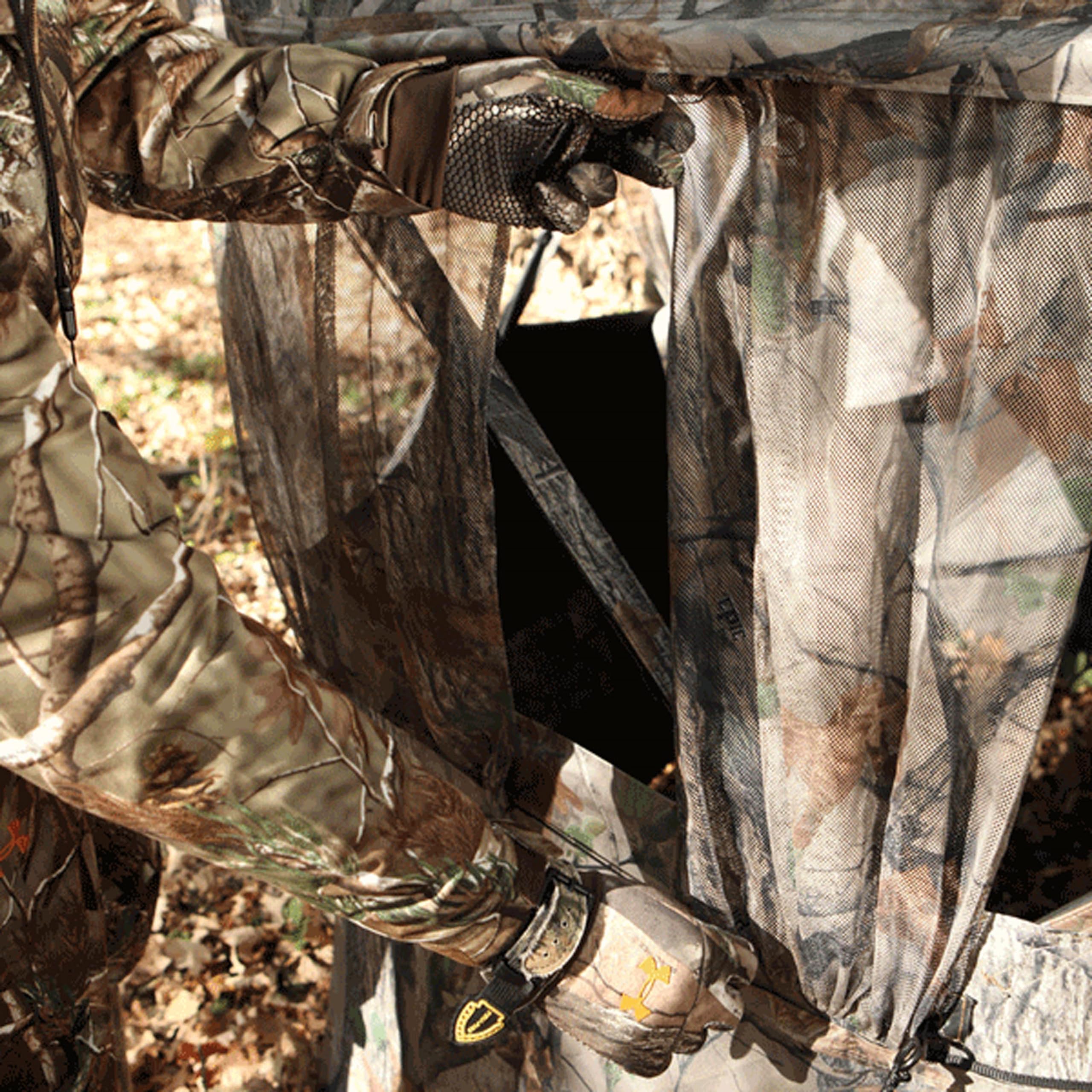 Muddy 360-Degree Viewing VS360 Durable Water-Resistant 3 Person Black Backed Quick Setup Portable Hunting Outdoor Ground Blind, Carry Bag Included, Epic Camo