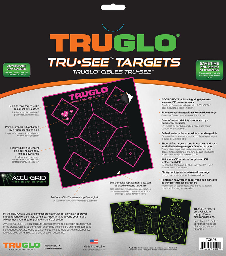 TRUGLO 5-Diamond TRU-SEE Reactive Splatter Target, 6-Pack, Pink
