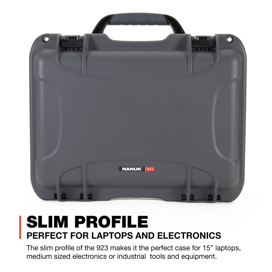 Waterproof Nanuk 923 Hard Case with Padded Dividers and Incorporated TSA Approved Travel Lock Latches - Graphite