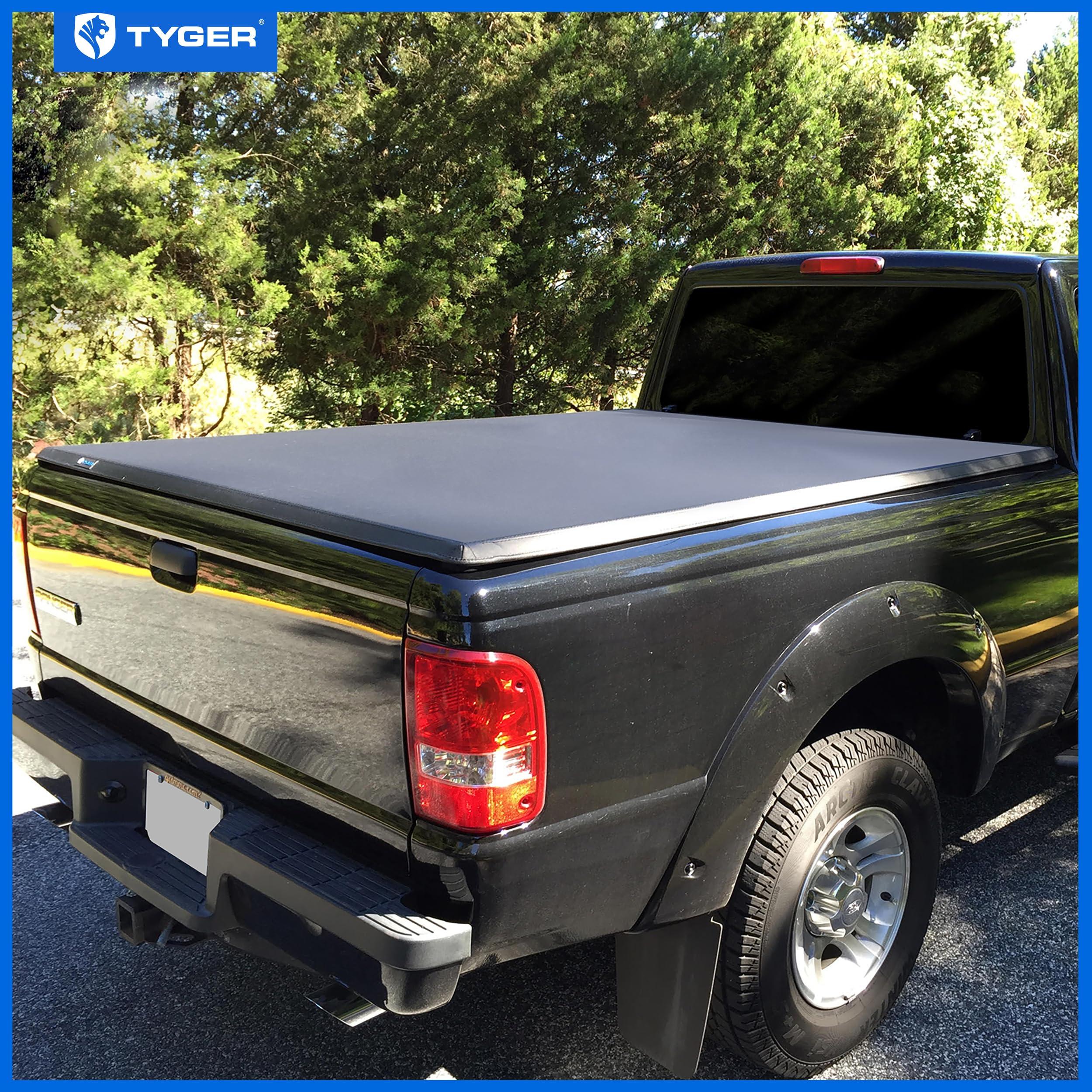 Tyger Auto T3 Soft Truck Bed Tri-fold Tonneau Cover Compatible with 1982-2013 Ford Ranger; 1994-2010 Mazda B-Series | Fleetside 6' Bed | TG-BC3F1022 | Vinyl