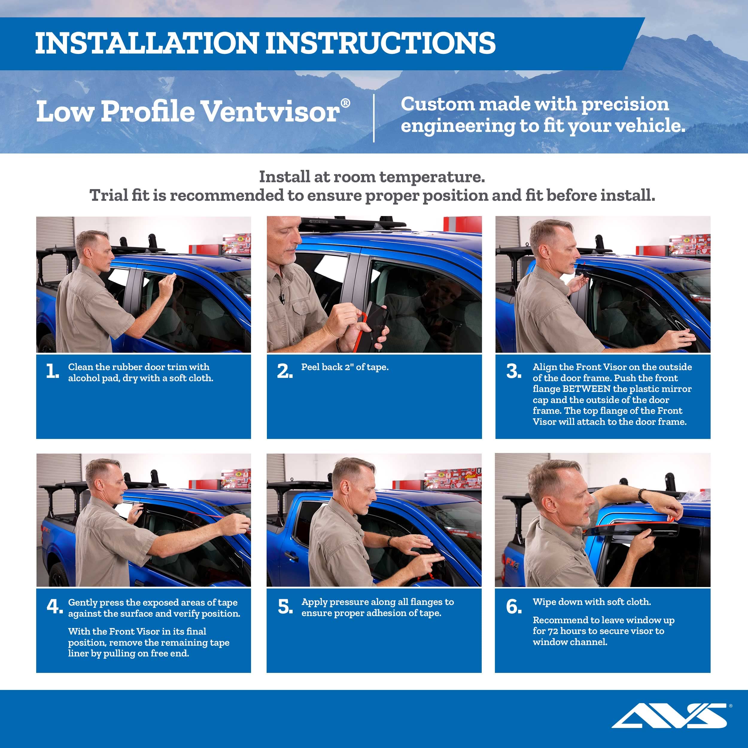 Low Profile Auto Ventshade [AVS] Rain Guards for 2007 - 2018 Jeep Wrangler (JK) (2 - Door Only), 2 pcs. | Window Vent Visors - Matte Black | 772020