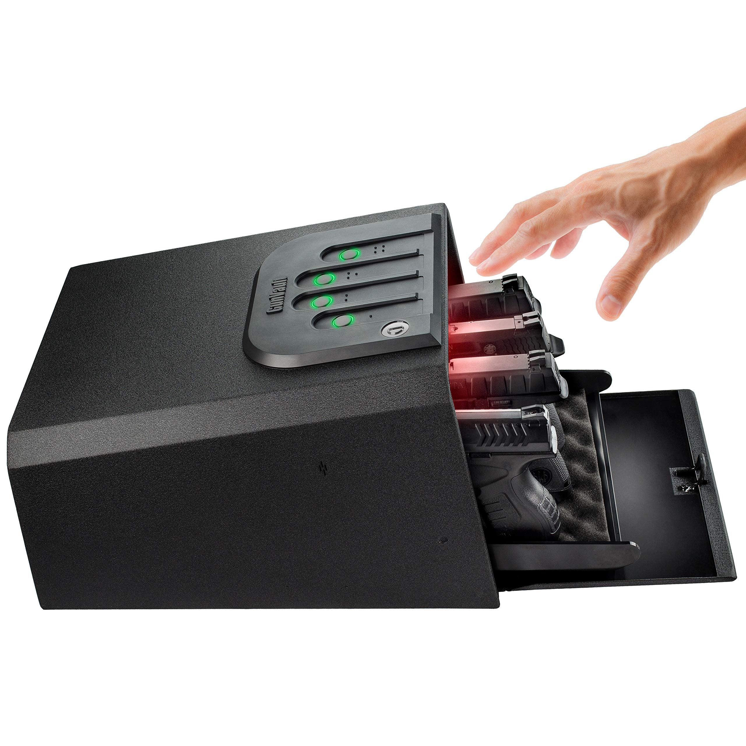 MultiVault GunVault - Quick Access Automatic Slide-Out Handgun Safe with Patented No-Eyes® Keypad (4 Pistol Capacity)