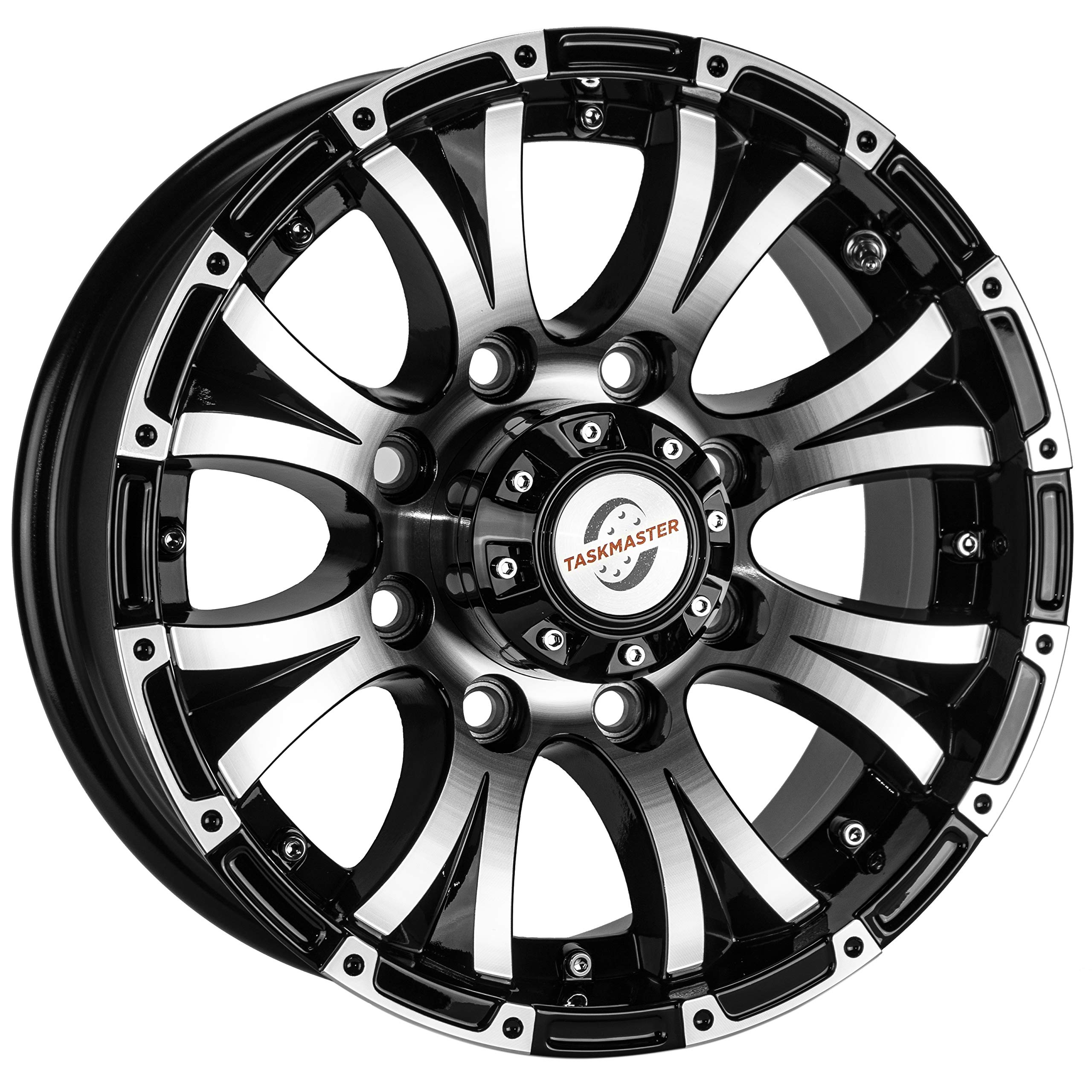 16in Viking Series x 6.5in 8X6.5 Machined Lip Gloss Black Finish Aluminum Wheel with Black Cap Updated sku WA-16065865-BMBB-13736-HD2