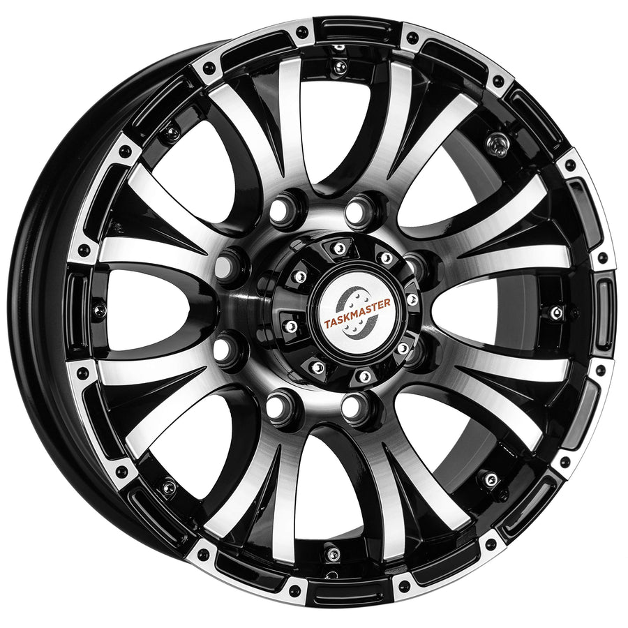 16in Viking Series x 6.5in 8X6.5 Machined Lip Gloss Black Finish Aluminum Wheel with Black Cap Updated sku WA-16065865-BMBB-13736-HD2