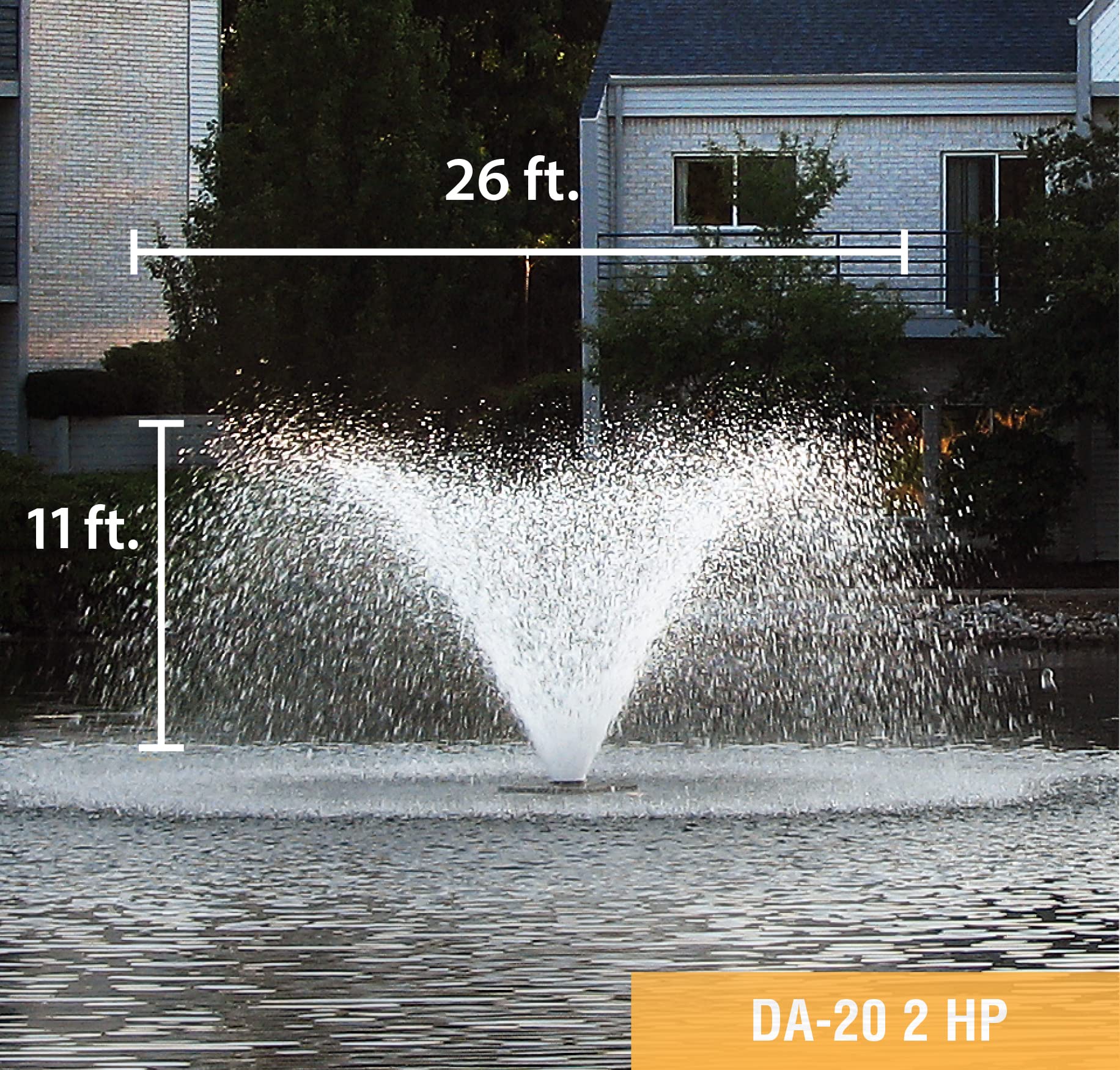 Scott Aerator DA-20 Pond Aerator Display - 2 Horse Power 230V 100ft Cord | Aerating Pond Fountain | Pond Pump for Small Ponds | Pond Aeration Systems | Made in USA