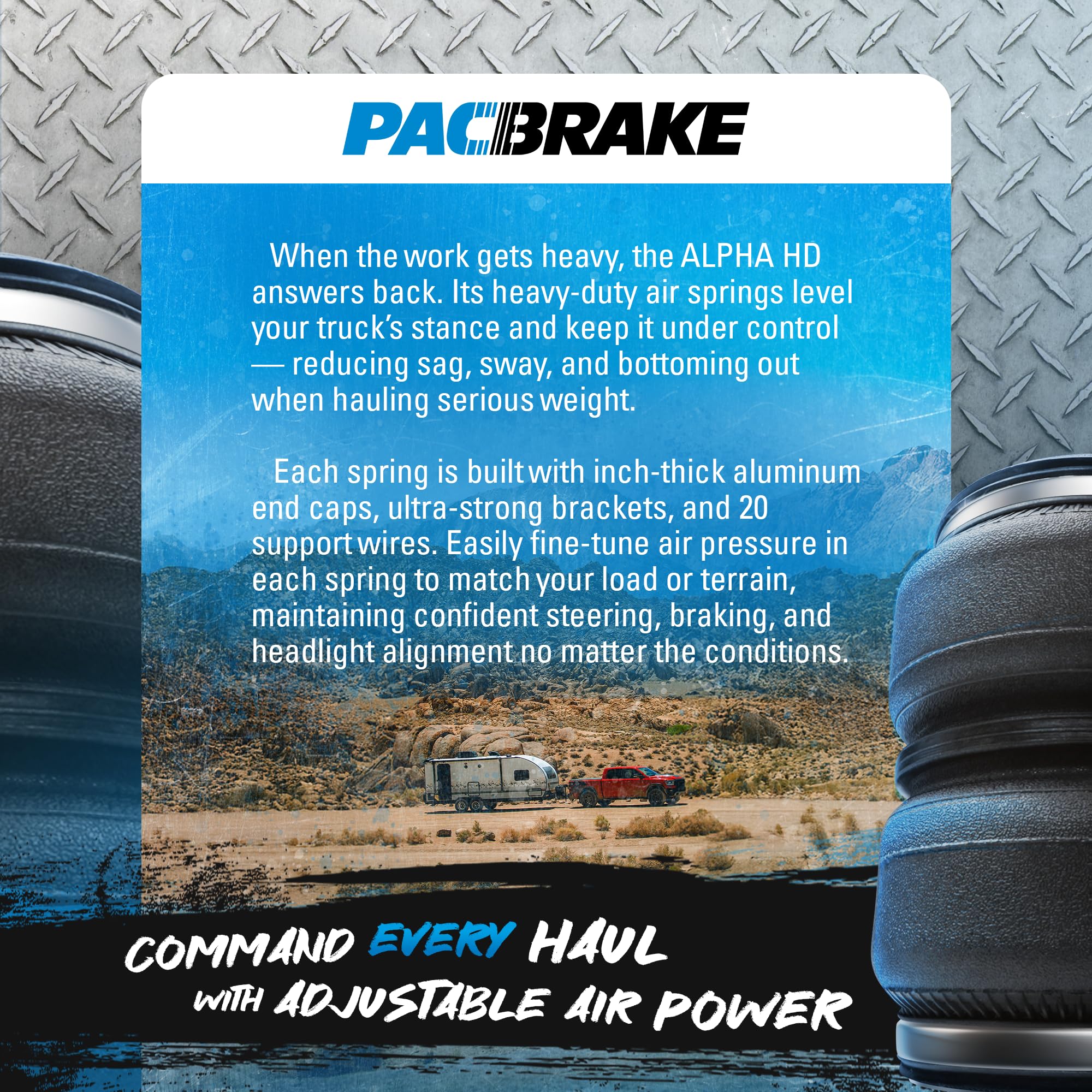 Pacbrake ALPHA HD HP10340 Rear Air Suspension Kit fits 2019-2025 Silverado/Sierra 1500 w/o Adaptive Ride Control & MagneRide | Easy Installation | Corrosion Resistant Roll Plates