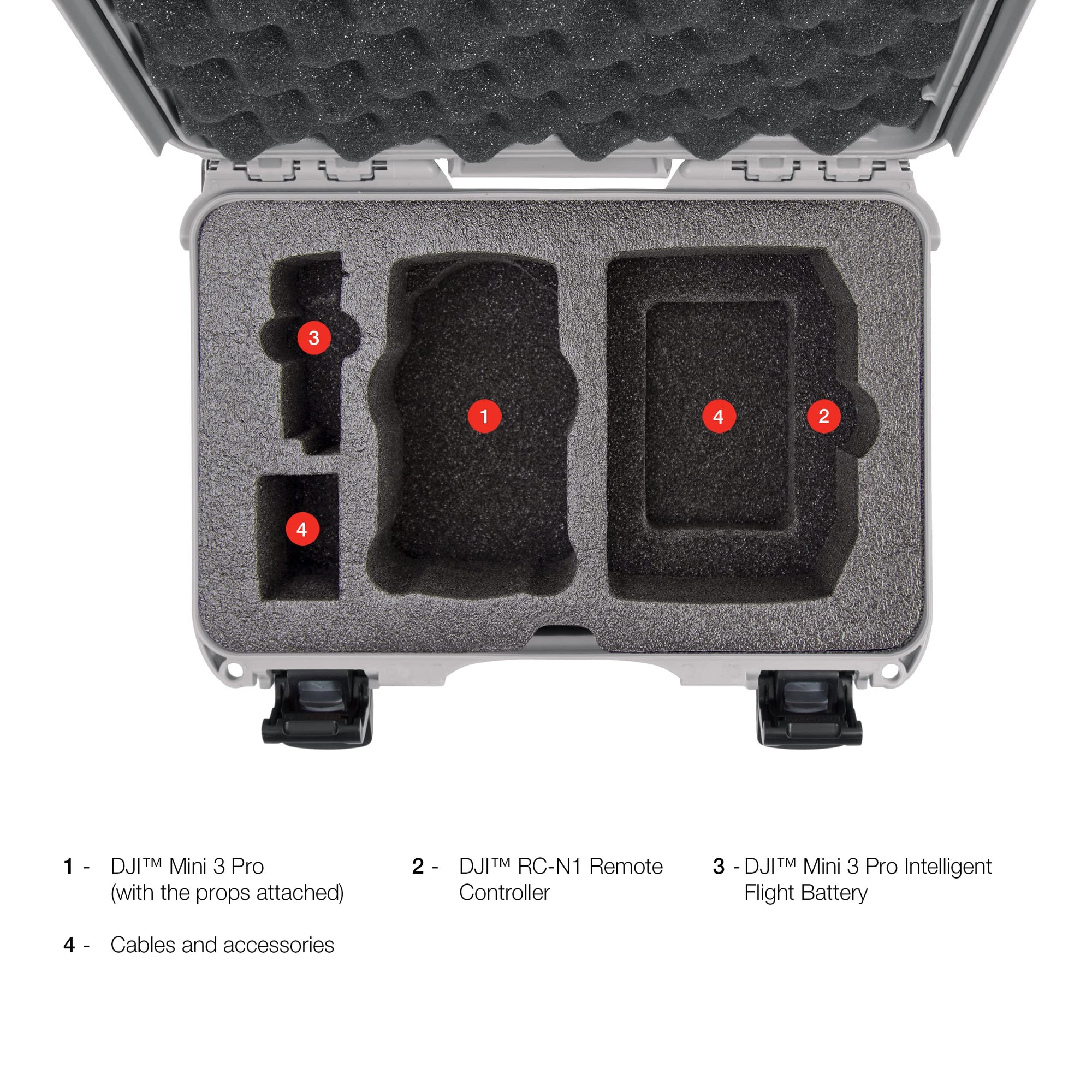 Waterproof Nanuk 909 Hard Case with Custom Insert for DJI Mini 3 and RC-N1 Remote - Silver (909S-080SV-0A0-C0598)