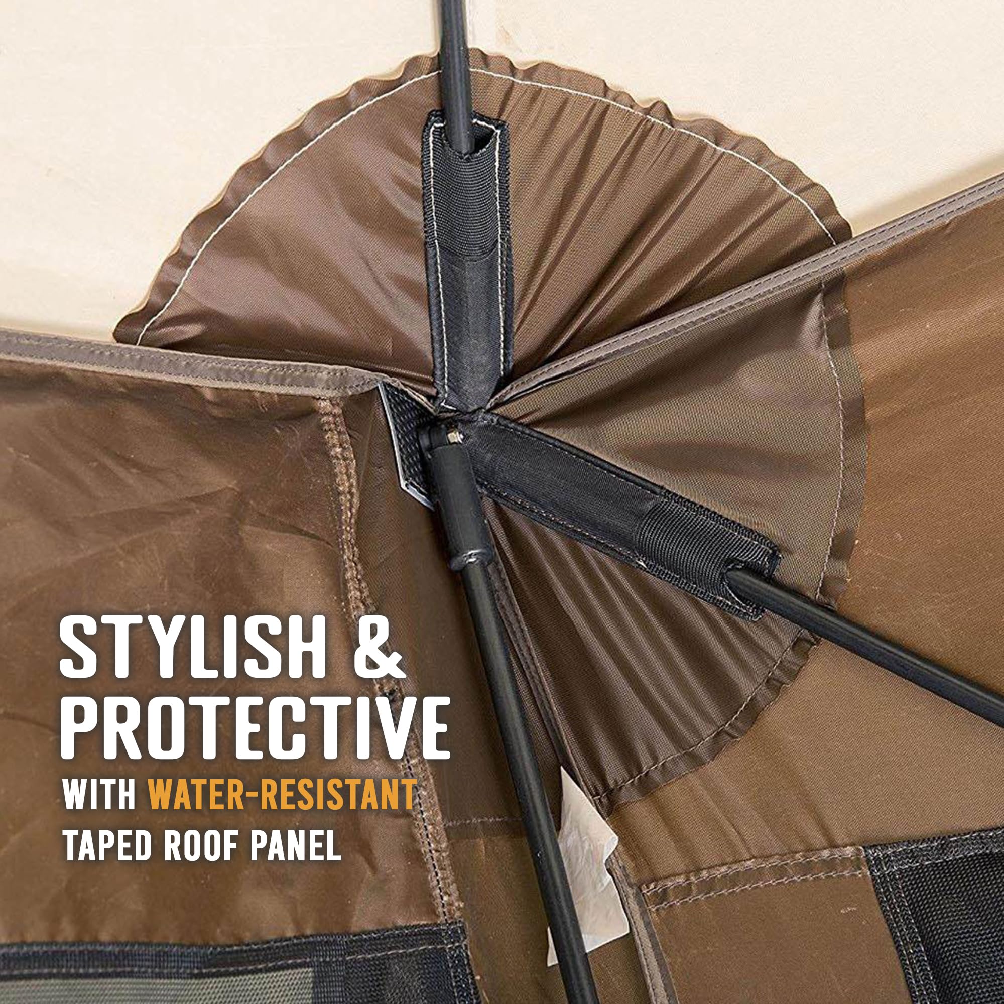 Pop Up CLAM Screen Tent, Outdoor Camping Gazebo Canopy, Traveler, 6' x 6', Brown
