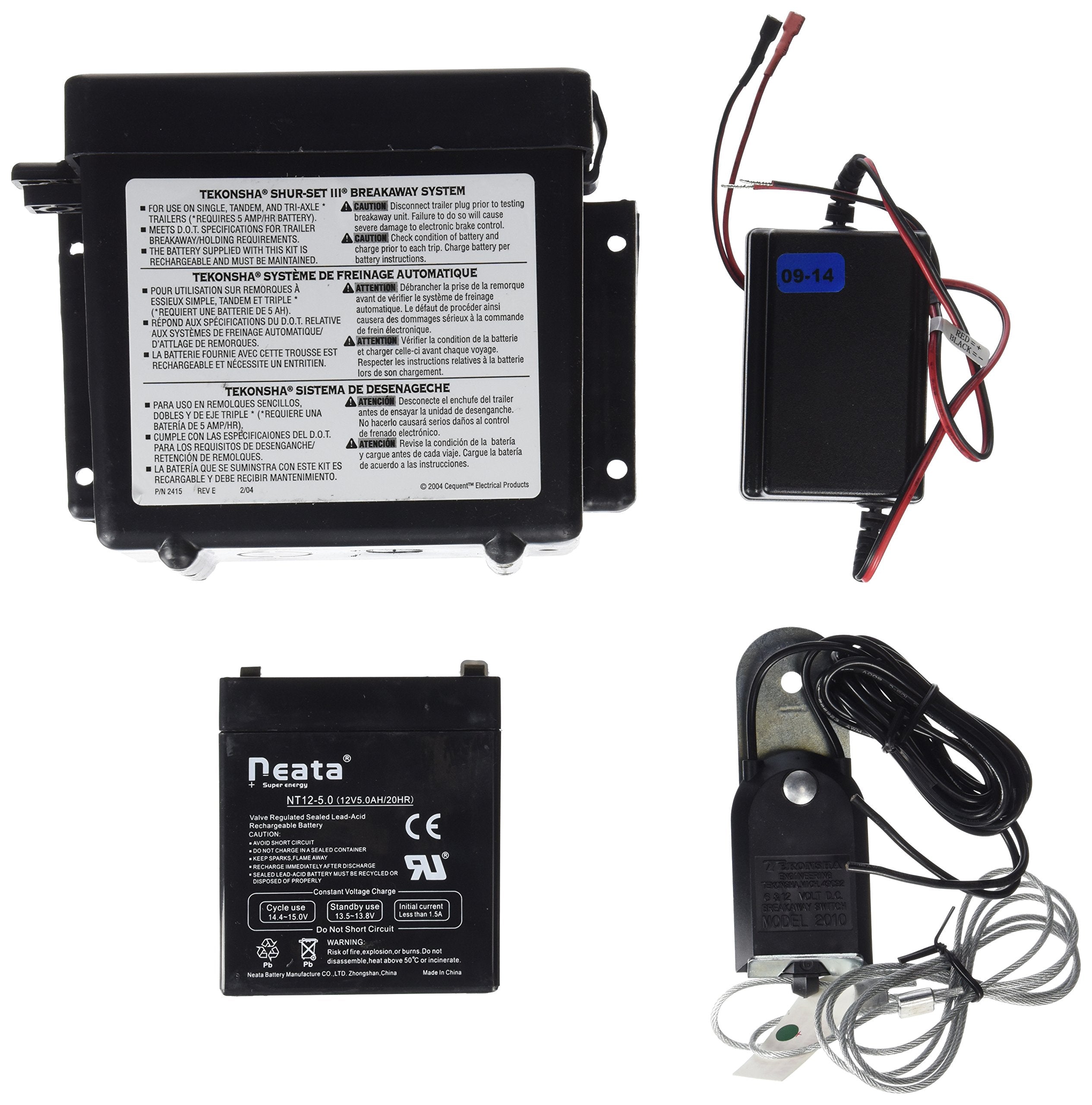 Tekonsha Shur-Set III 20015 Lockable Breakaway System with Battery, Breakaway Switch and Charger