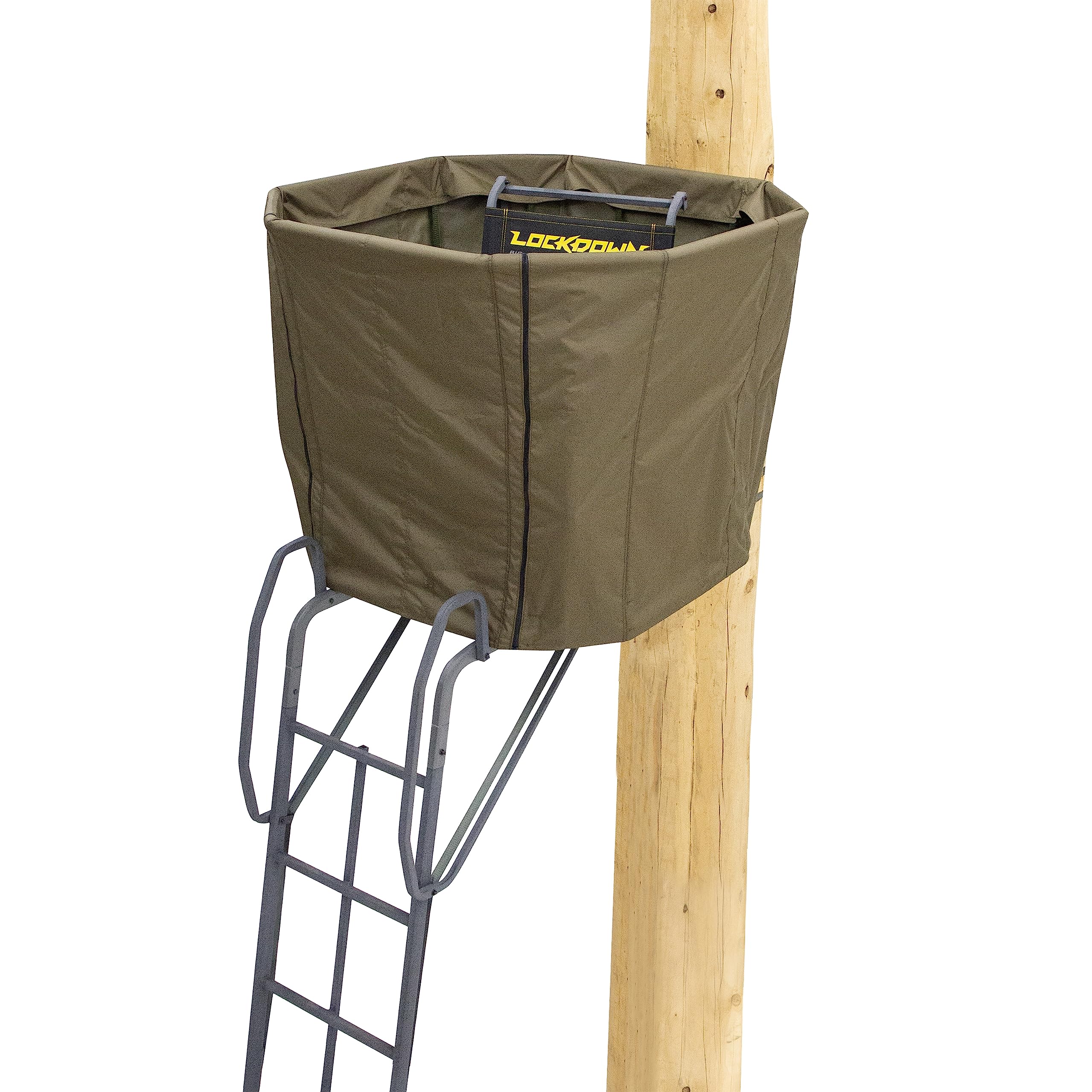 Lockdown™ Rivers Edge® 21’ 360° 1-Man Ladder Stand, Towering 21’ Height, 360-Degree Swivel TearTuff™ Mesh Seat, Adjustable Shooting Rail, Patent-Pending Ground-Level Ratcheting Technology™, LD204