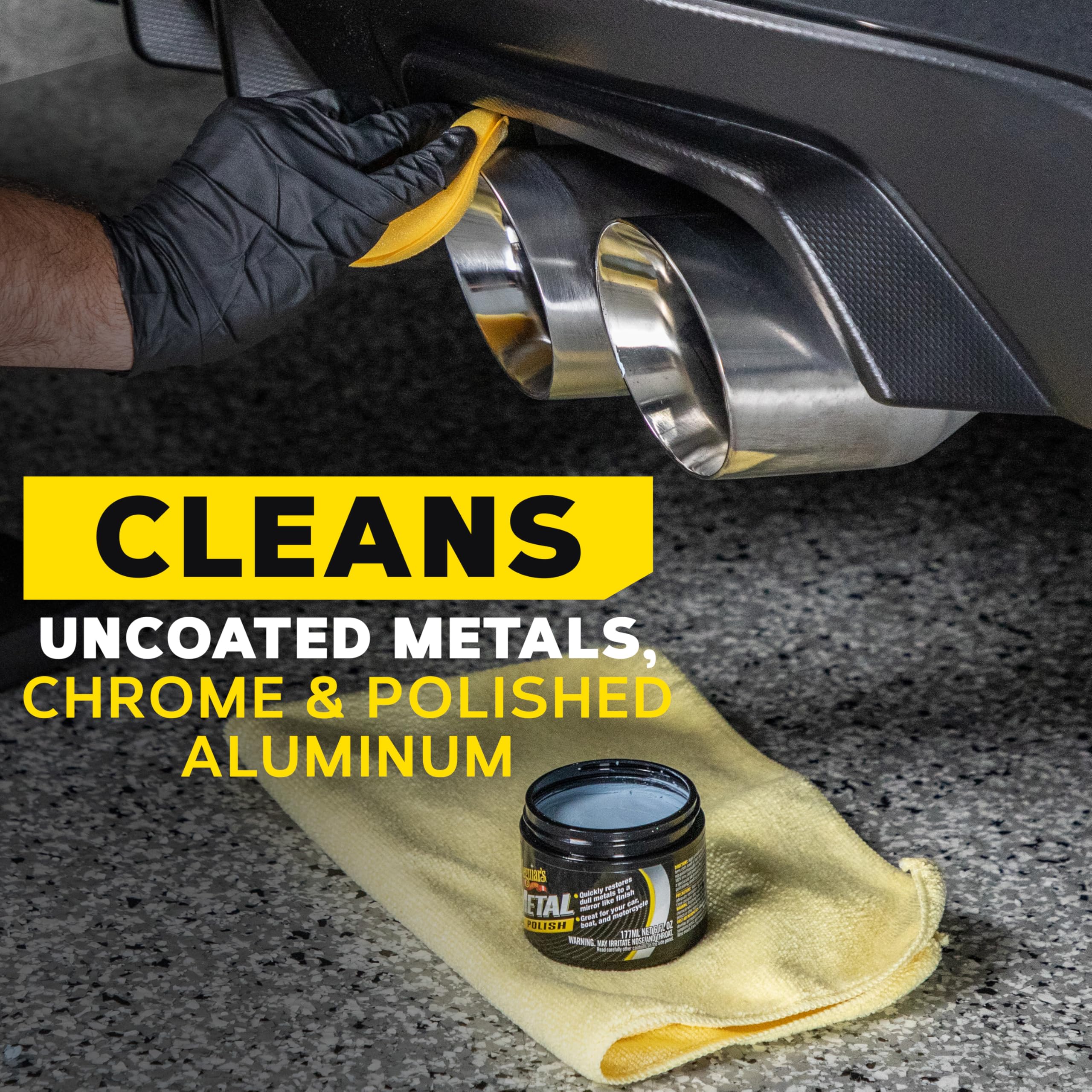 Meguiar's G211606 Metal Polish, Safe for All Uncoated Metals, for a Quick and Easy Clean Removes Stains and Swirls, Restores Shine, Pairs Well with Our Wheel Polisher Tool, 6 Oz