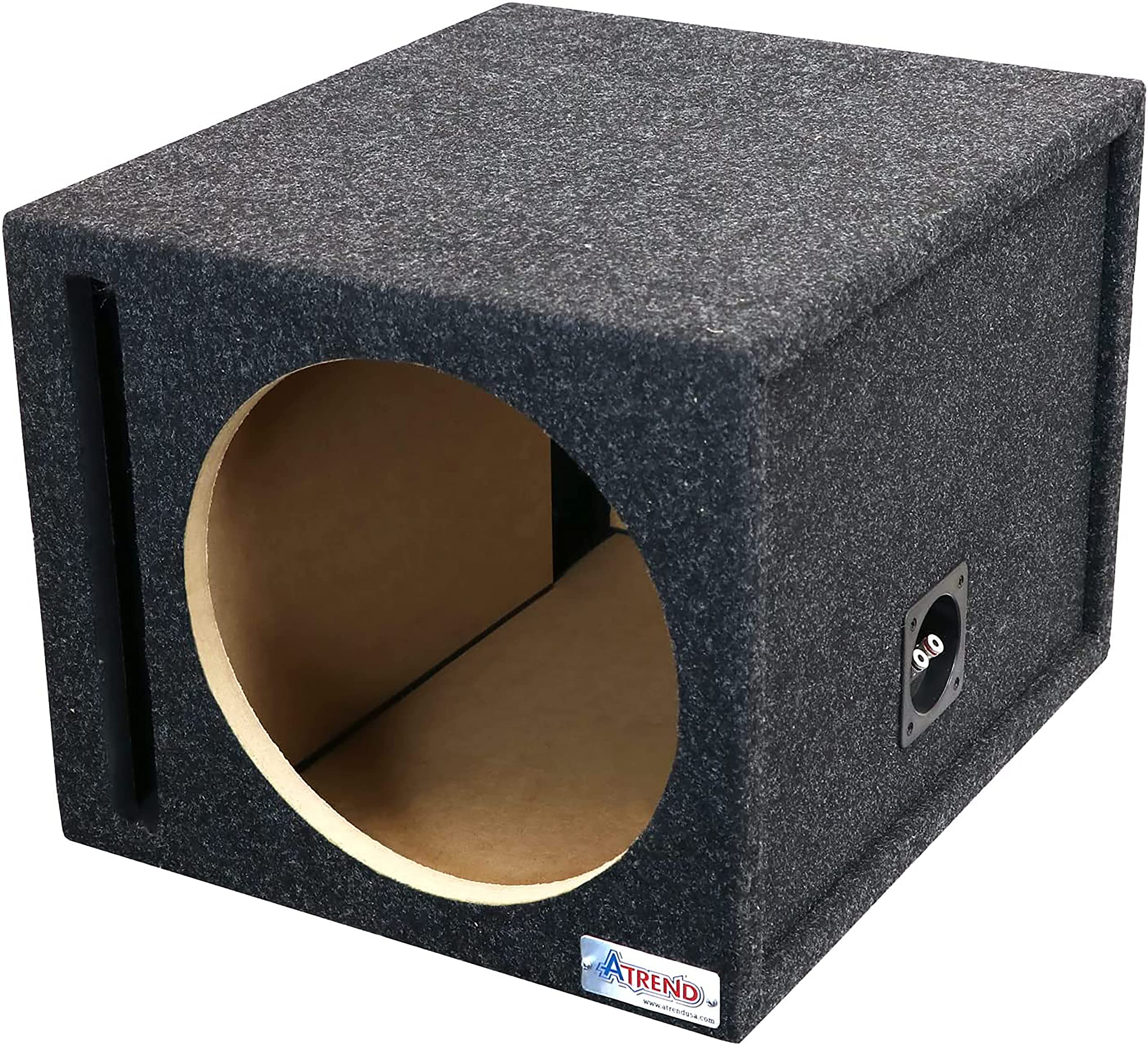 15 Inch Atrend Single Vented Subwoofer Enclosure - Nickel Finish Terminals