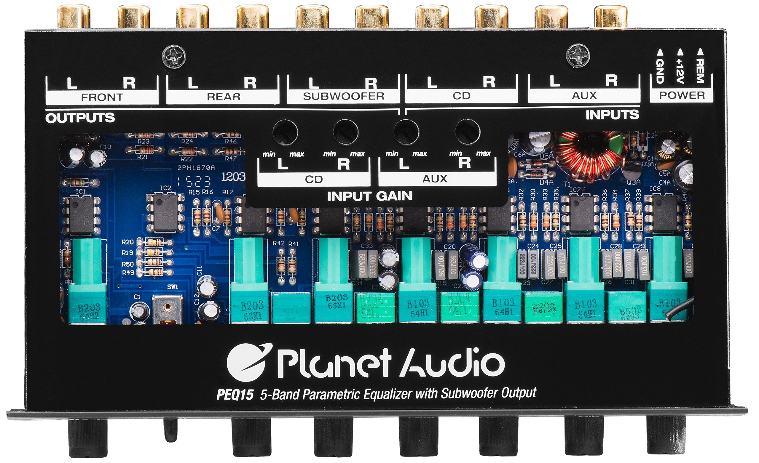 5 Band Planet Audio PEQ15 Car Stereo Equalizer - Half Din, Subwoofer Output with Adjustable Filter, Fixed Bands, Remote Subwoofer Control