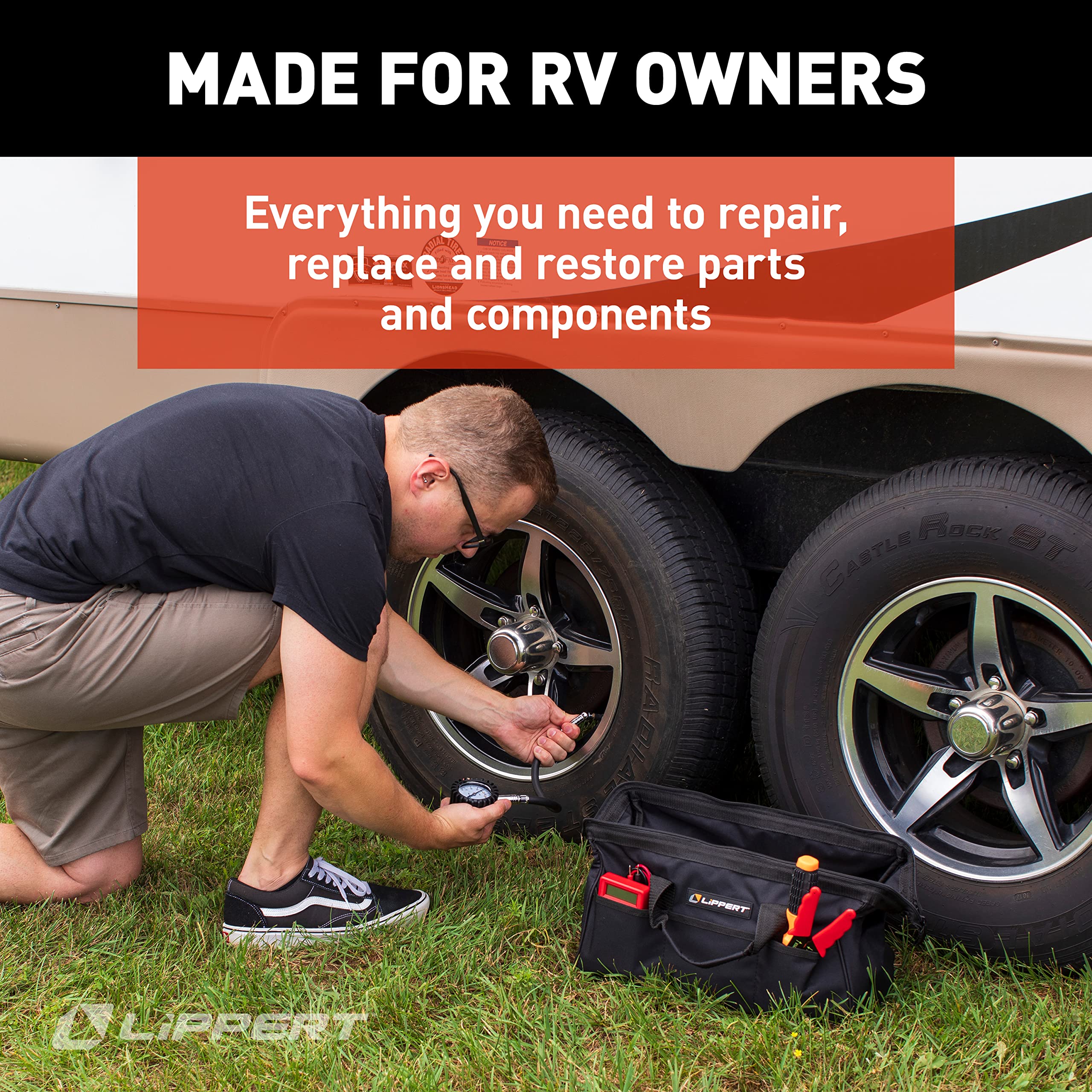 15-Piece Lippert RV Tool Kit for Maintenance on Motorhomes, 5th Wheel Campers and Travel Trailers 2022000853