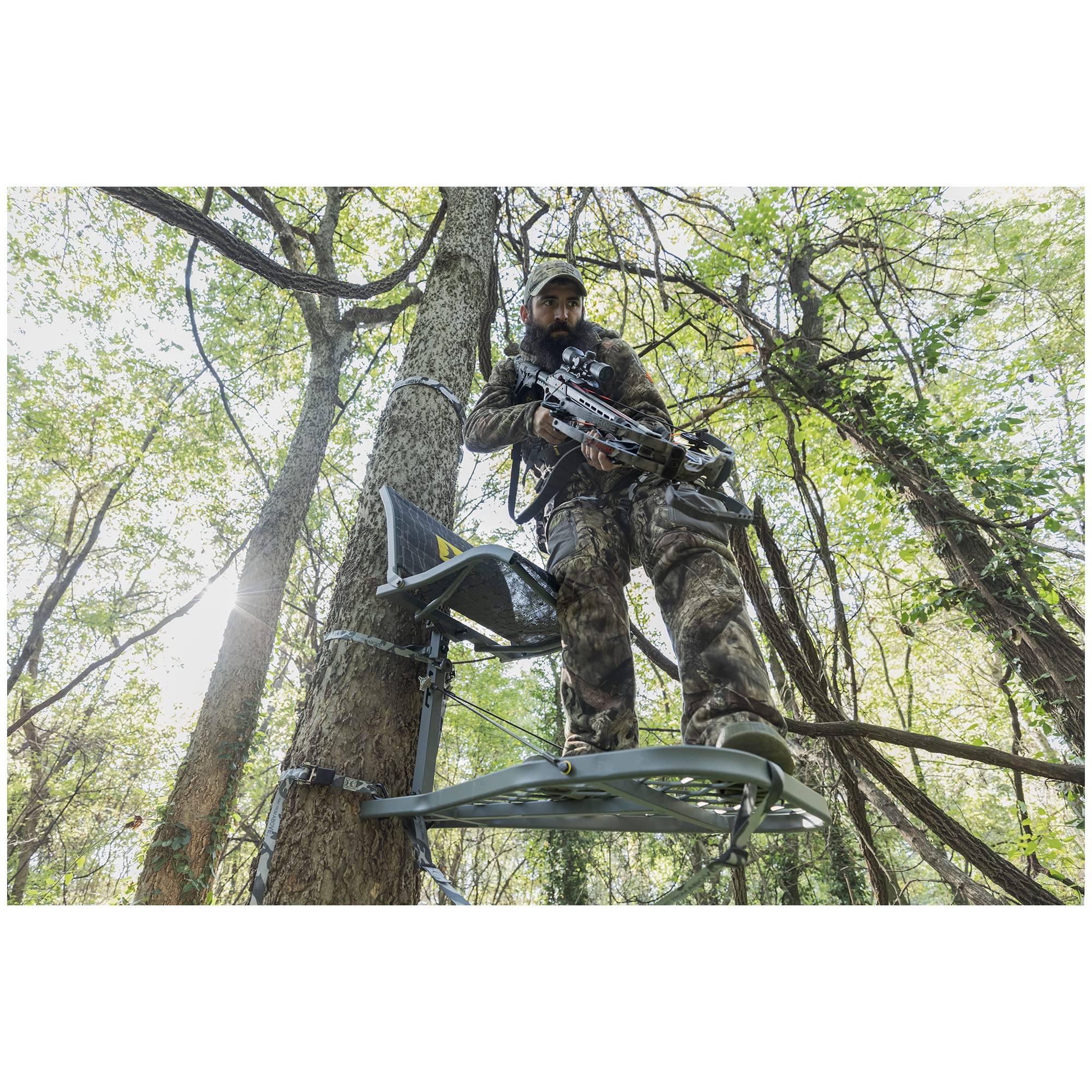 Hawk Hang-On Rival Lite Portable Aluminum Big Game Hunting Tree Stand with 29" x 20.5" Adjustable Platform