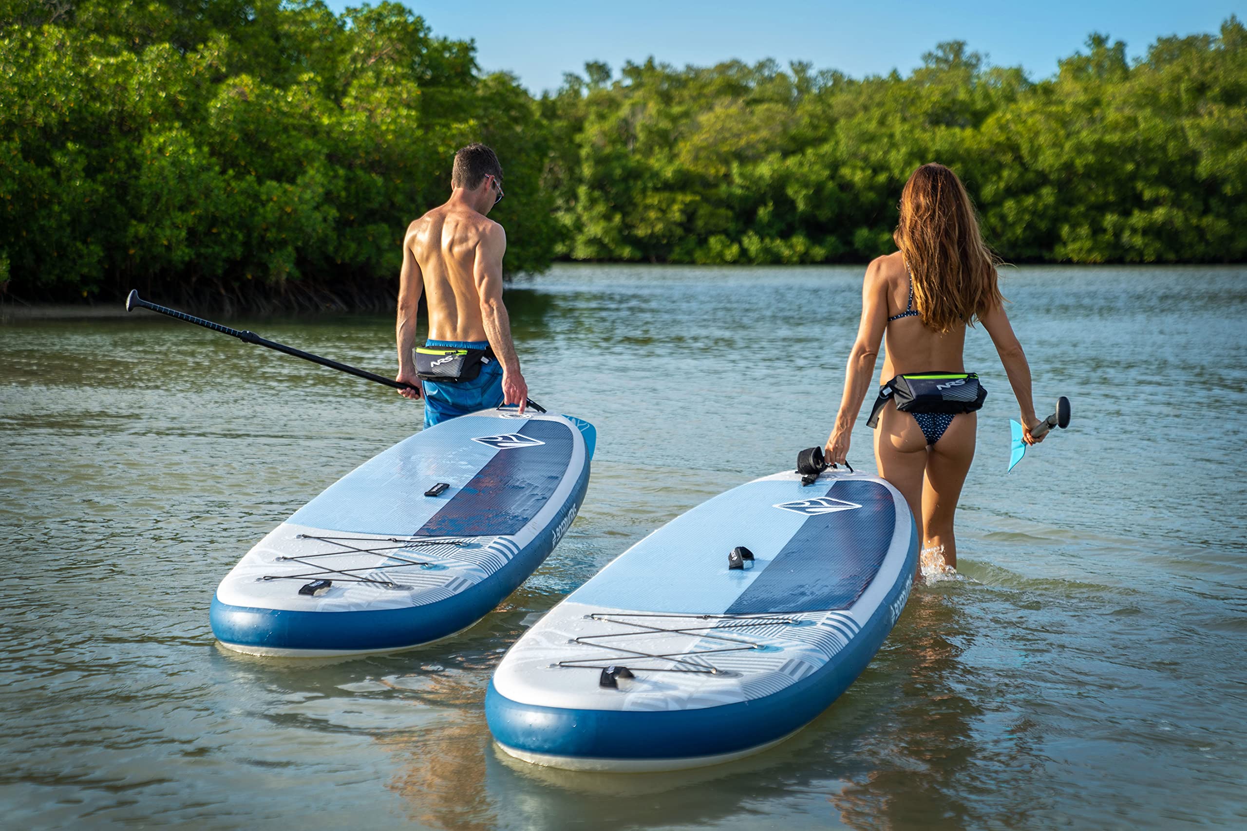 Inflatable Boardworks Lūnr Stand-Up Paddle Board (iSUP) | SUP Package Includes Three Piece Paddle, Carry Bag, Leash, Phone Case and Pump (SUP) Complete Kit | 10’5”, Blue/White