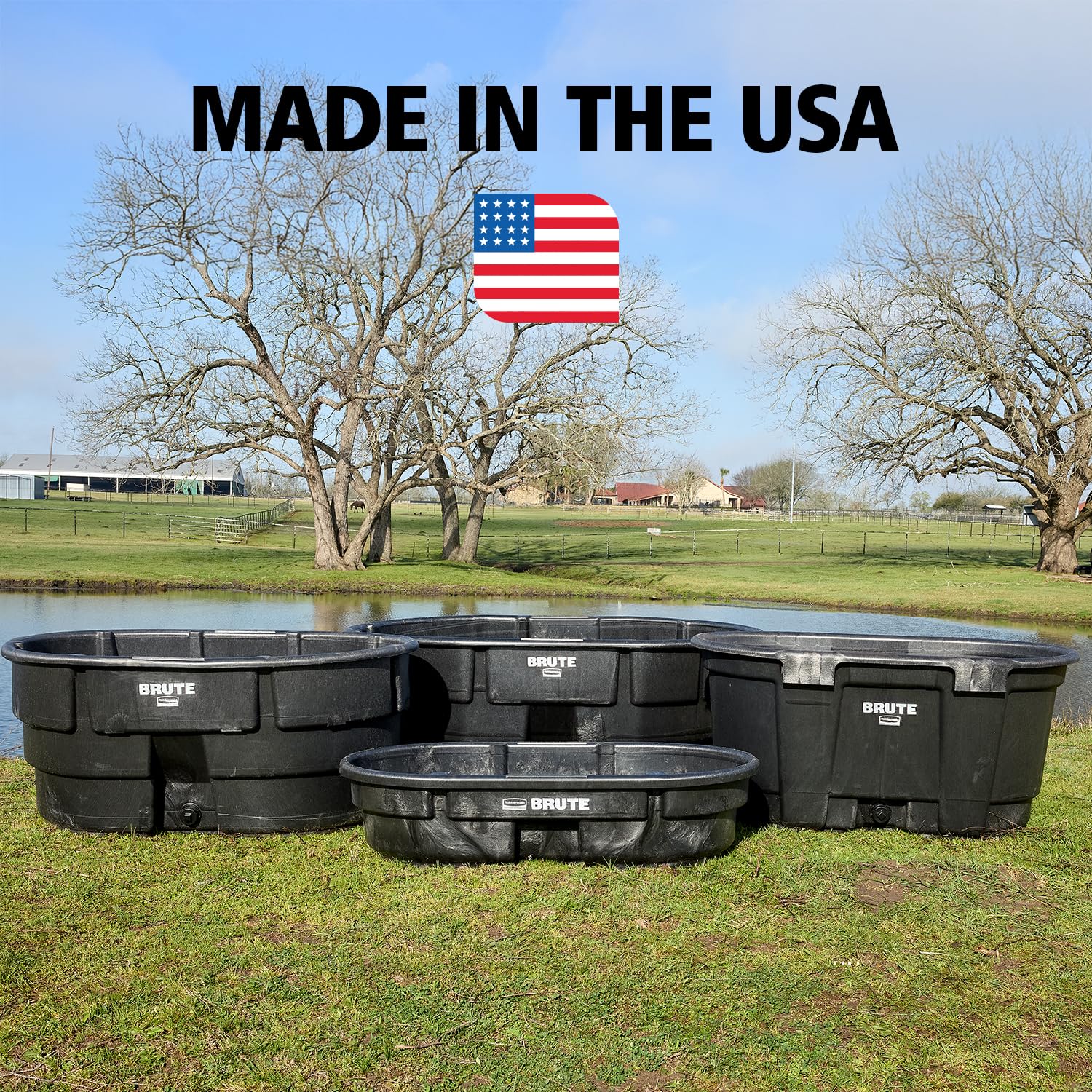 Rubbermaid Commercial Products 50-Gallons Stock Tank, Structural Foam, Heavy Duty Container, for Livestock/Animal/Cattle Feed & Water, Outdoor Homemade Pool/Hot Tub/Bathtub, & Pet Cleaning/Dog Wash