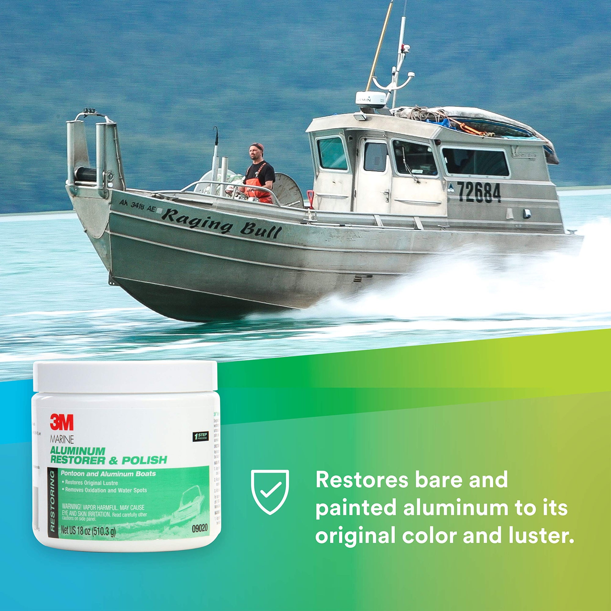 3M Aluminum Marine Restorer and Polish, 09020, 18 oz, for Marine Detailing, Remove Heavy Oxidation and Chalking, 1 Tube