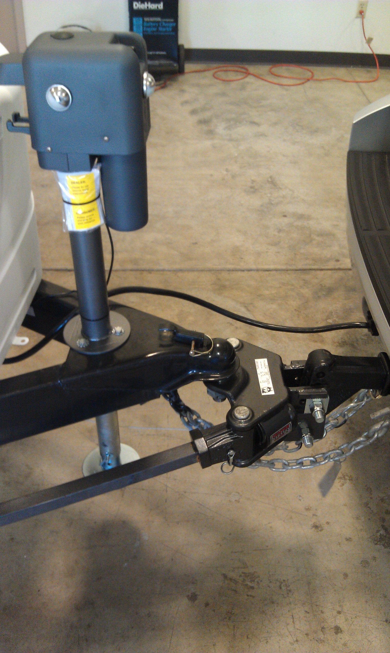 Brute Husky Towing 87247 Electric Trailer Tongue Jack 4500 lb Capacity 18 Inch Travel 6 Inch Drop Down Leg 3 LED Work Lights Bolt-On Gray