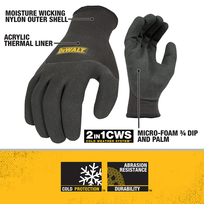 Dewalt Thermal Insulated DPG737L Grip Glove 2 In 1 Design, Large, Black/Yellow