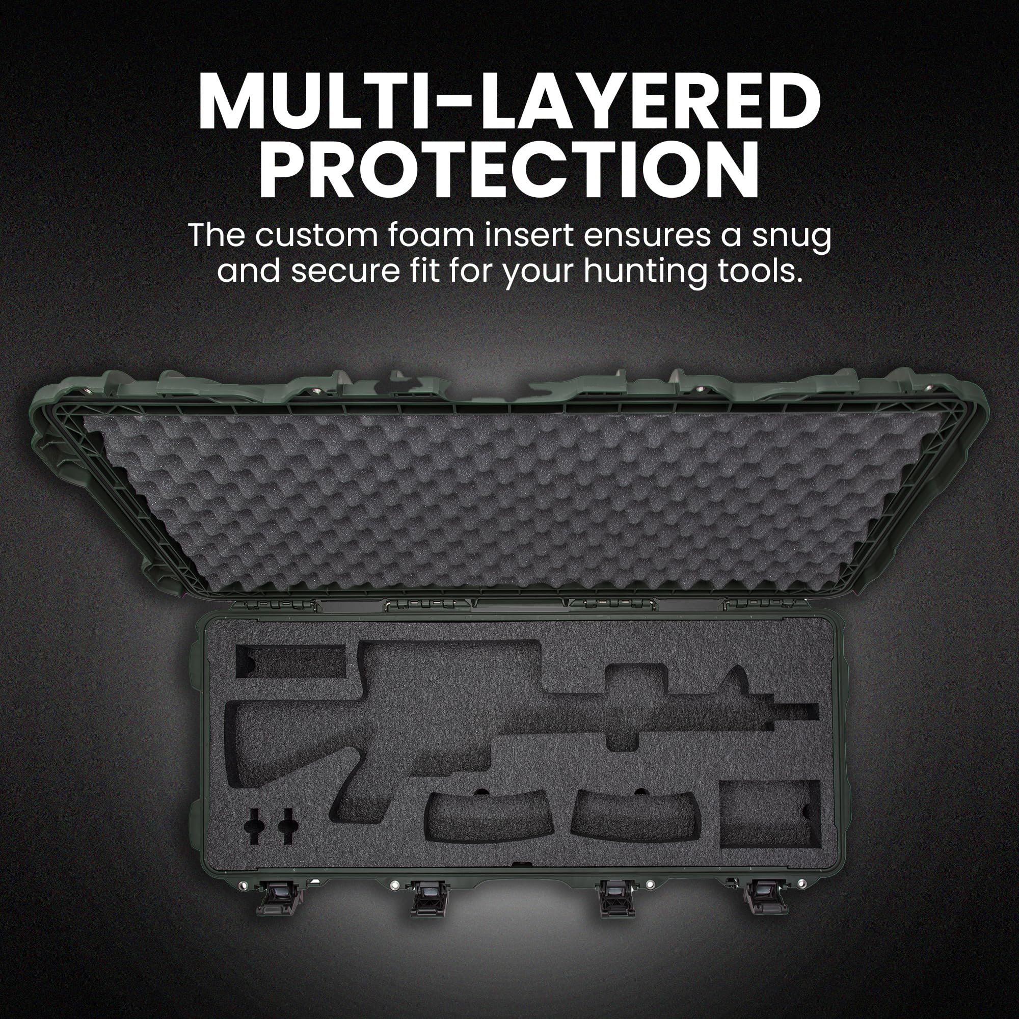 NANUK 985 Hard Case with Wheels 40” & Custom Fit Foam Insert, IP67 Waterproof & Crushproof, Rugged Construction for Ultimate Protection, Made in North America – Black (39.7” x 17.3” x 6.6”)