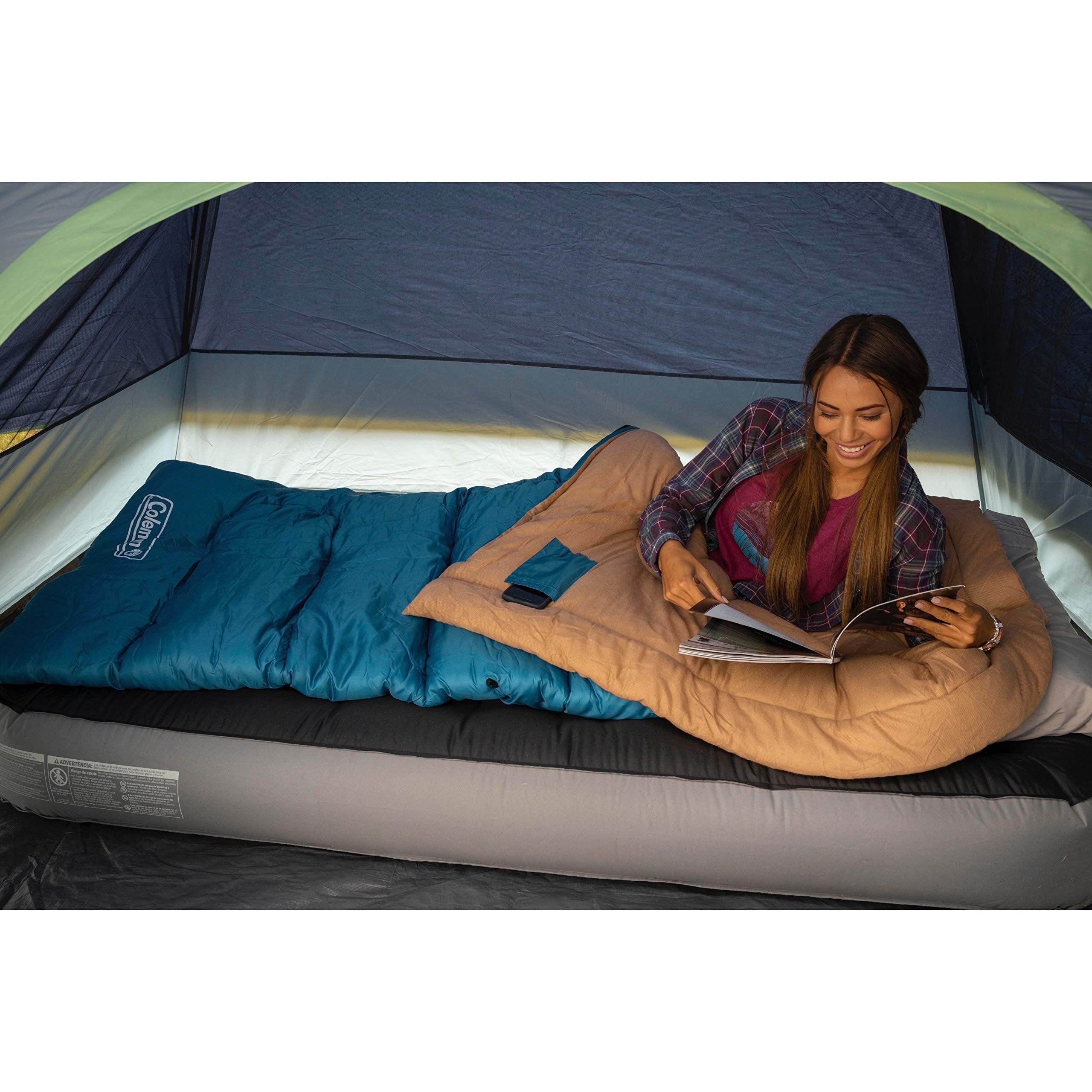 Coleman 20/30°F Brazos Adult Cool-Weather Sleeping Bag with No-Snag Zipper & Stuff Sack, Machine Washable