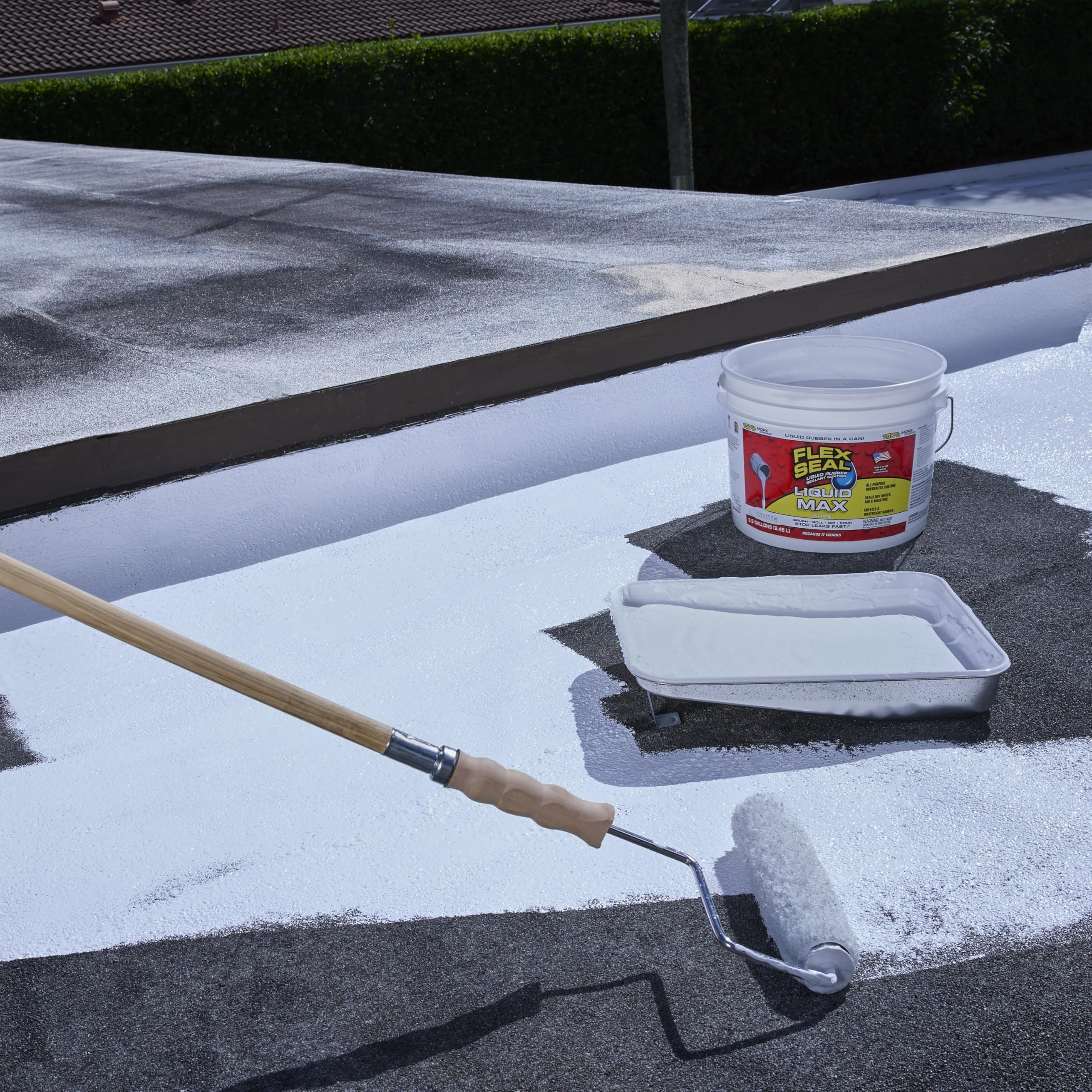 Flex Seal Liquid, Liquid Rubber Coating Sealant, Waterproof, Flexible, Breathable, UV Resistant, Roof Repair, Basements, RV, Campers, Trailers, Marine, EPDM, MAX, White, 2.5 Gallon