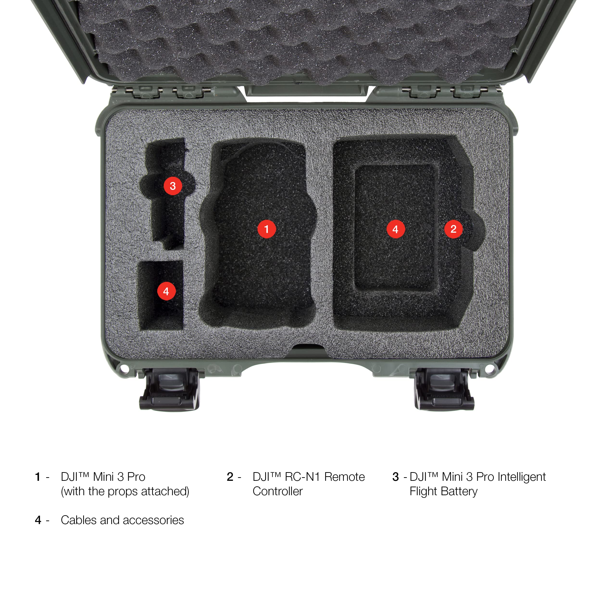 Waterproof Nanuk 909 Hard Case with Custom Insert for DJI Mini 3 and RC-N1 Remote - Olive (909S-080OL-0A0-C0598)