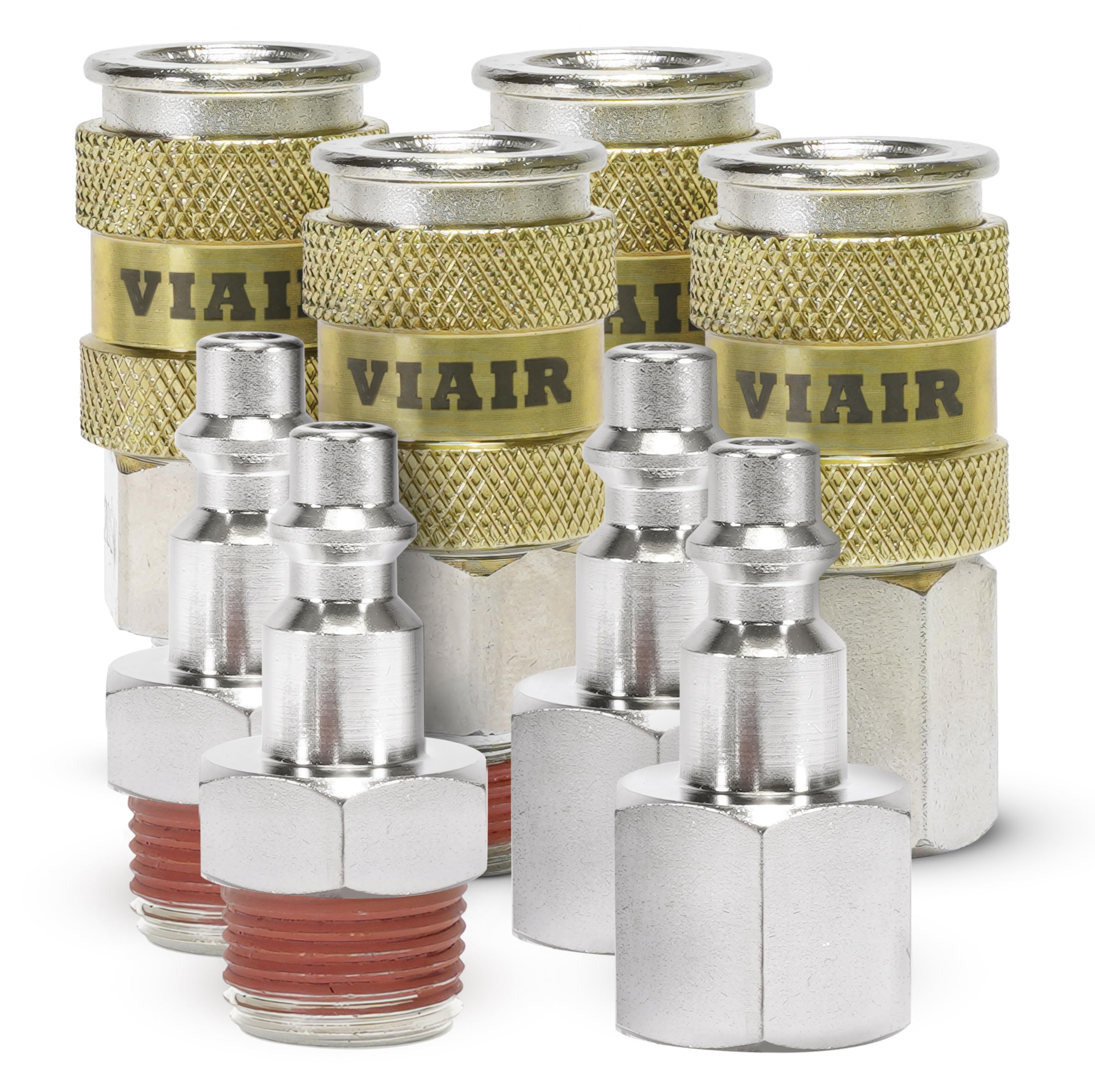 High Flow Couplers 3/8" NPT M (2) & F (2), Quick Connect Studs 3/8" M (2) & F (2), with ViAIr Logo