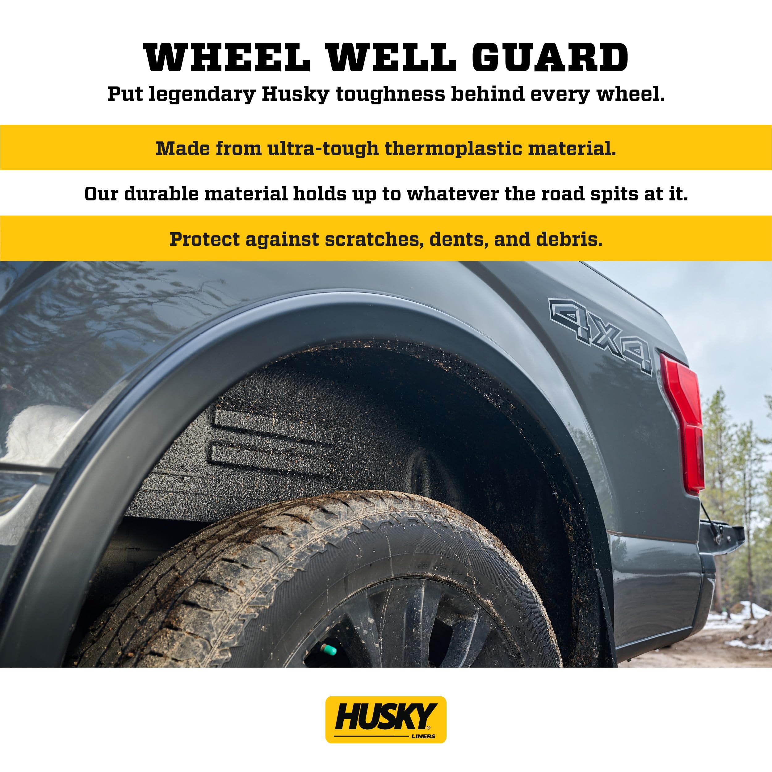 Husky Liners Rear Wheel Well Guards | Fits 2019-2026 Chevrolet Silverado 1500 (Excludes ZR2, LT & Custom Trail Boss) | Rear, 2-pc Black - 79061