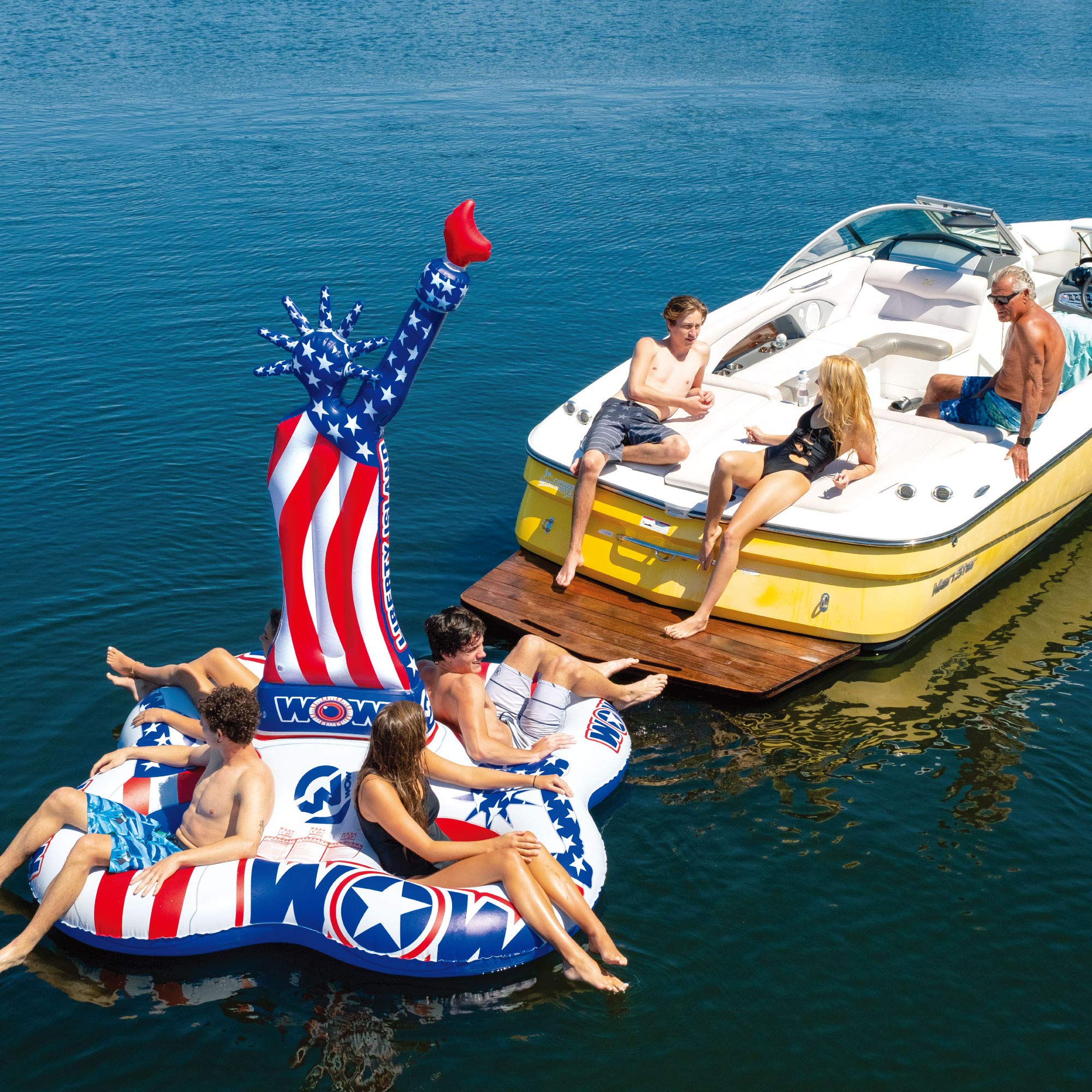 Liberty Island WOW Sports inflatable 4 Person Float, Fourth of July, American Flag Float