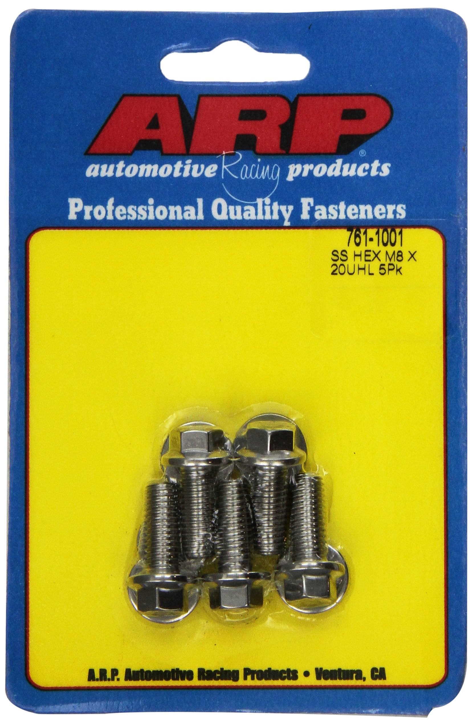 6-Point ARP 761-1001 Stainless Steel Bolt Kit - 5 Piece (8mm x 1.25" x 20")