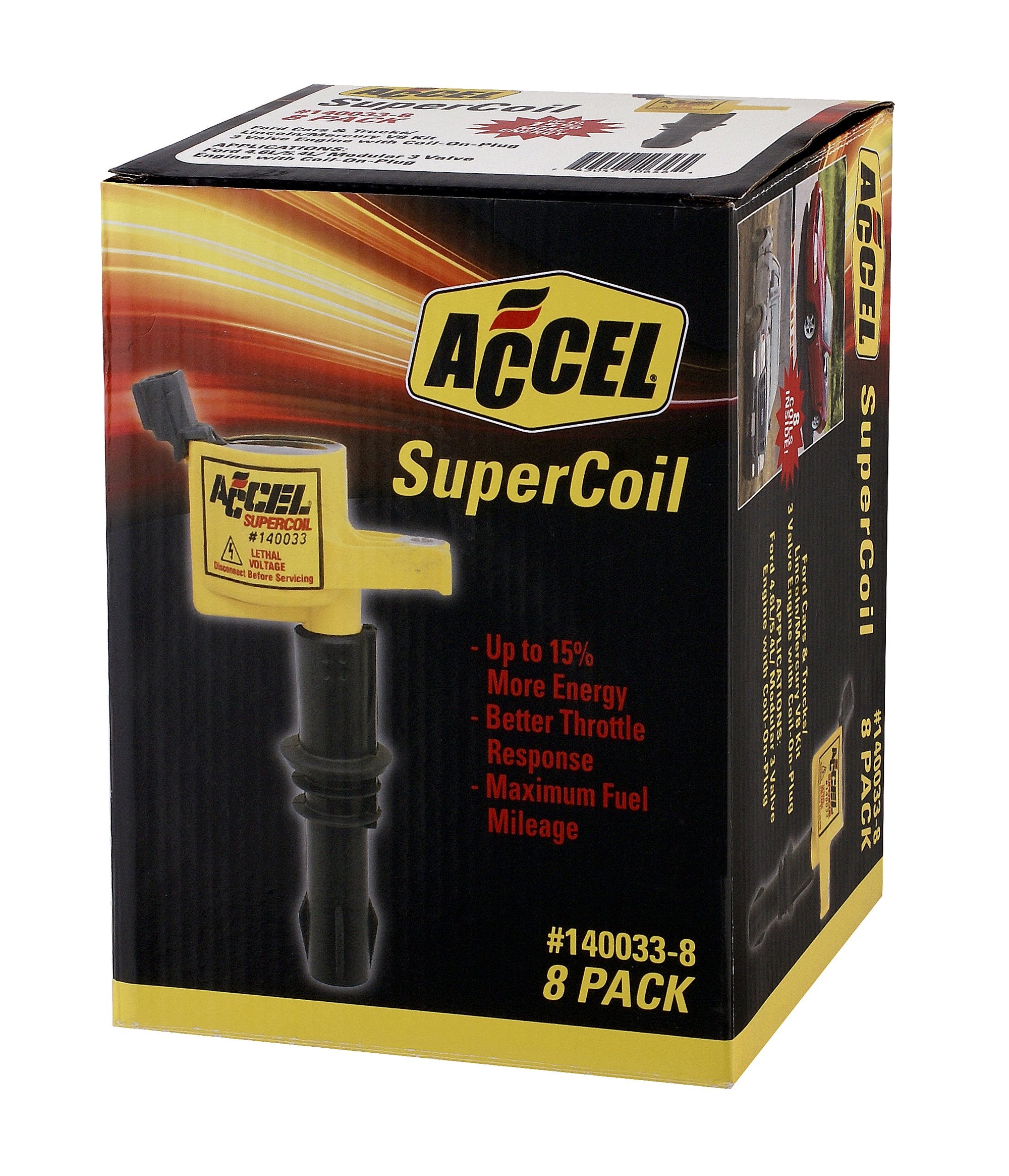SuperCoil ACCEL 140033-8 Ignition Coil - Yellow - 8-Pack