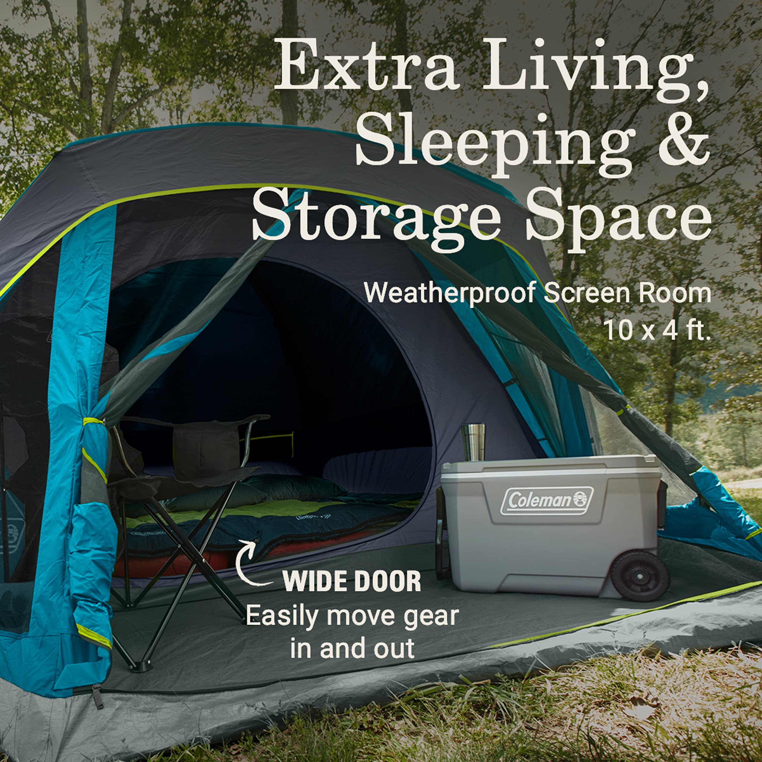 Coleman Camping Tent Skydome with Dark Room Technology, 6 Person with Screen Room
