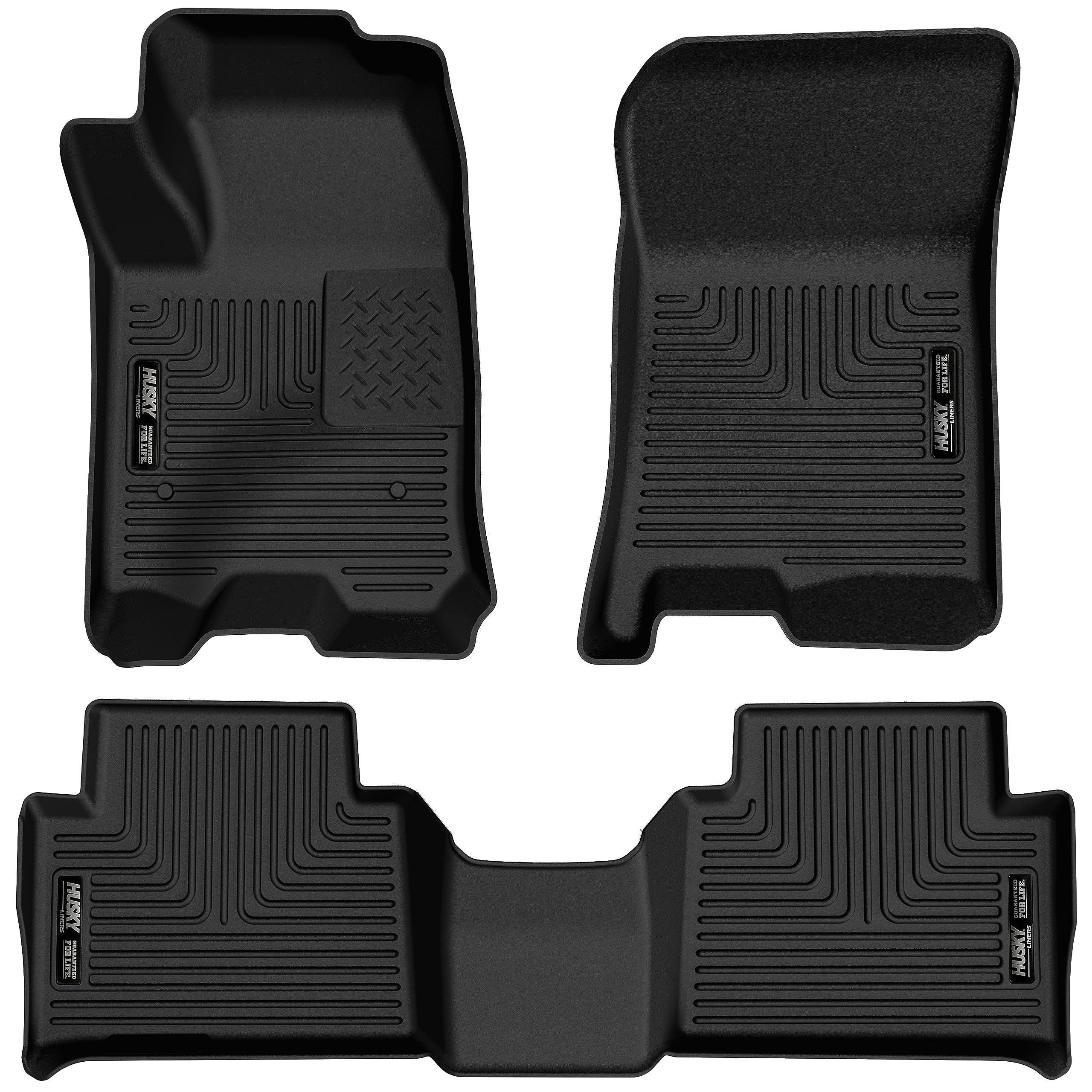 Husky Liners X-act Contour Floor Mats | 2024-2026 Chevrolet Colorado & GMC Canyon Crew CAB ONLY Fits | Front & 2nd Row, 3-pc Black - 54978