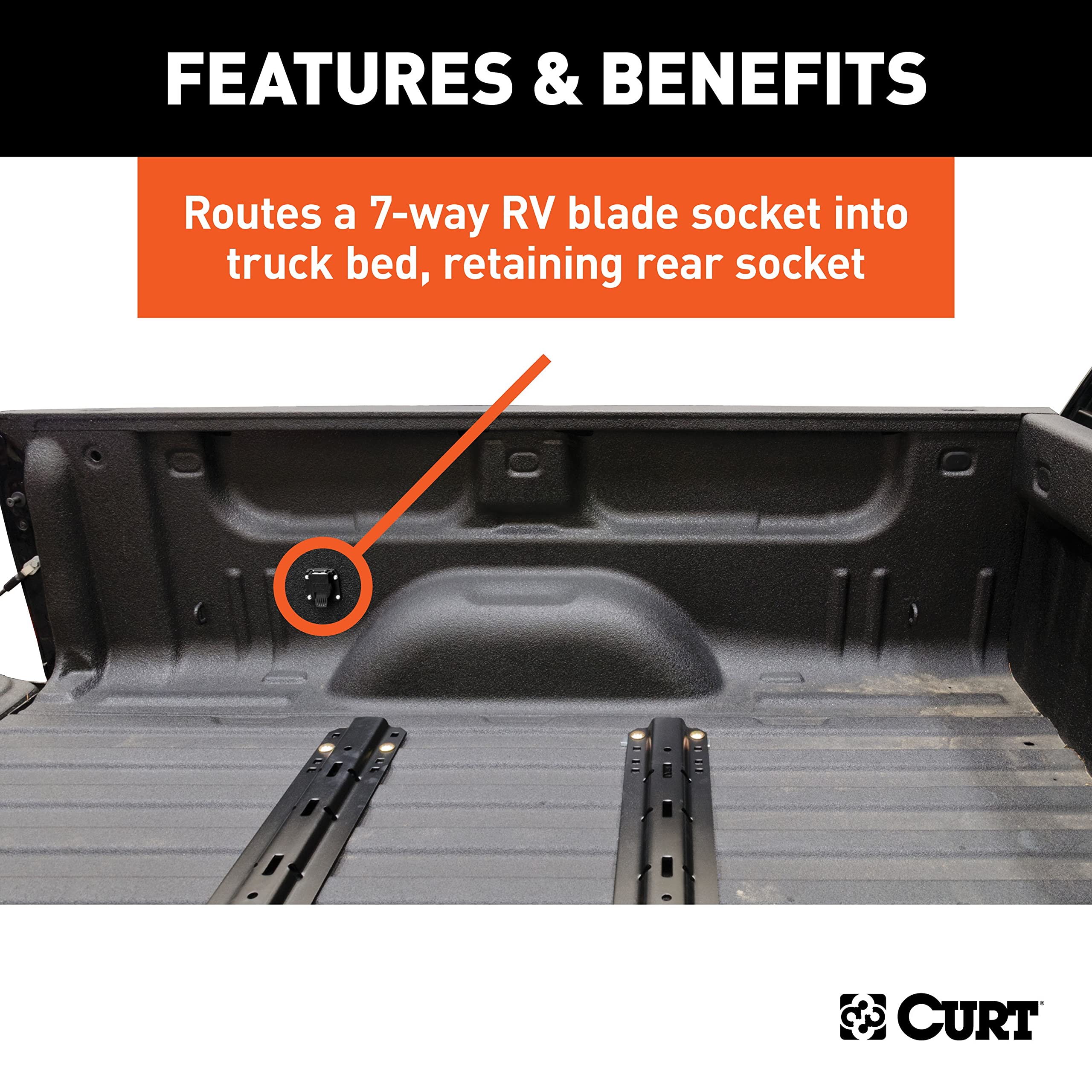 CURT 7-Foot Vehicle-Side Truck Bed 7-Pin Trailer Wiring Harness Extension, Select F-150, F-250, F-350 Super Duty Ford