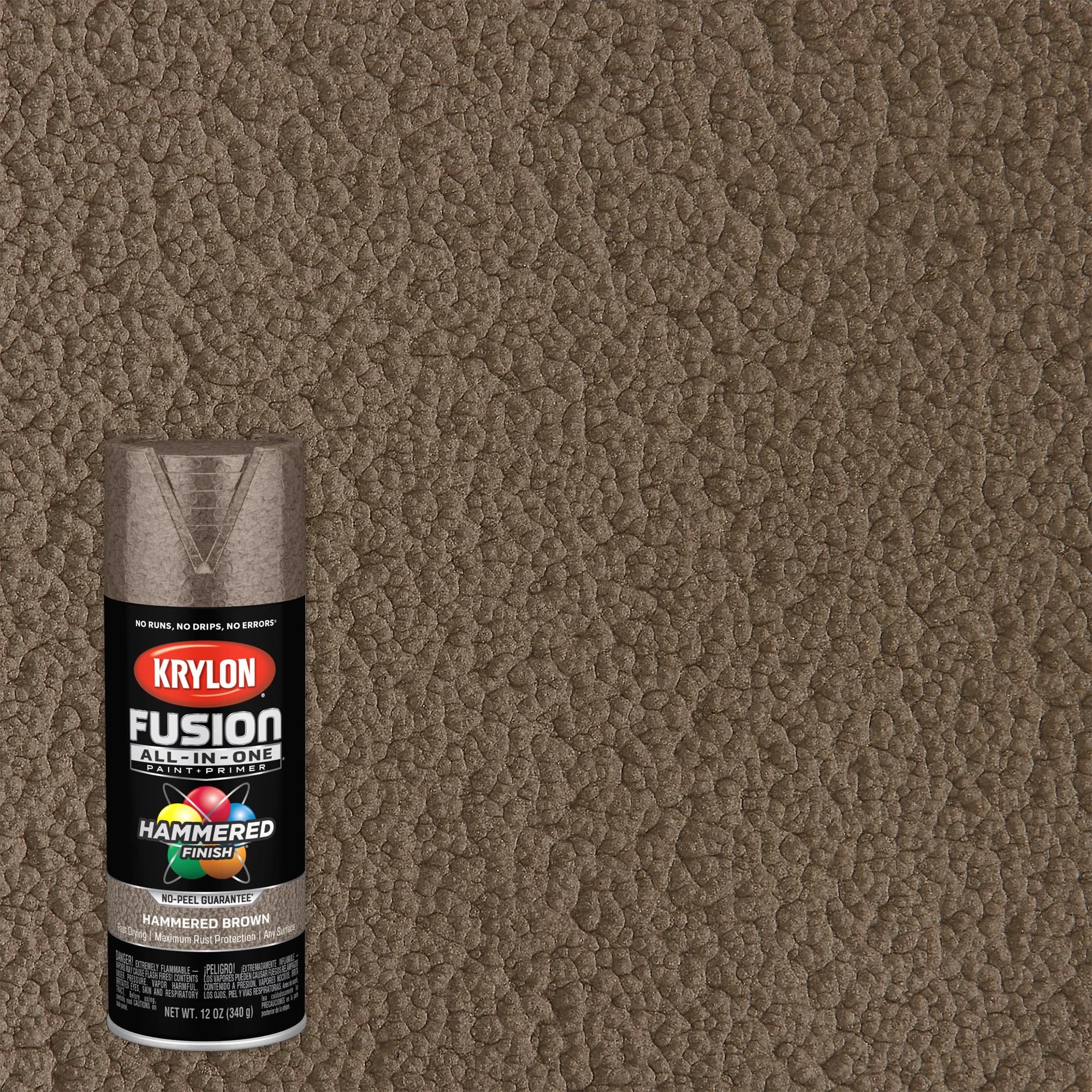 Krylon All-In-One Adhesive Hammered Finish Spray Paint for Indoor/Outdoor Use, 12 oz, Brown
