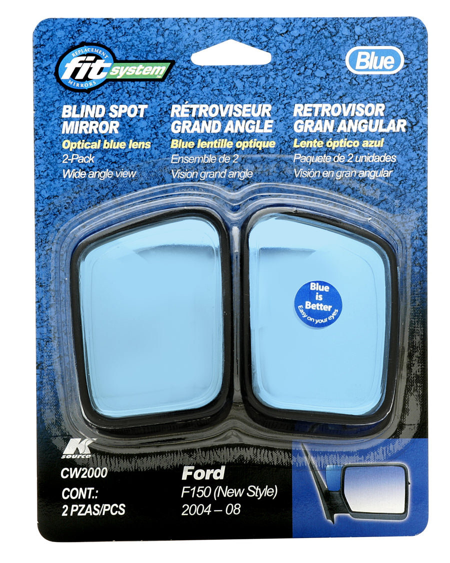 K Source 2004-2008 F150 Fit System Custom Blue Spot Mirror (2pcs), Anti-Glare Convex Glass, Direct Fit Replacement