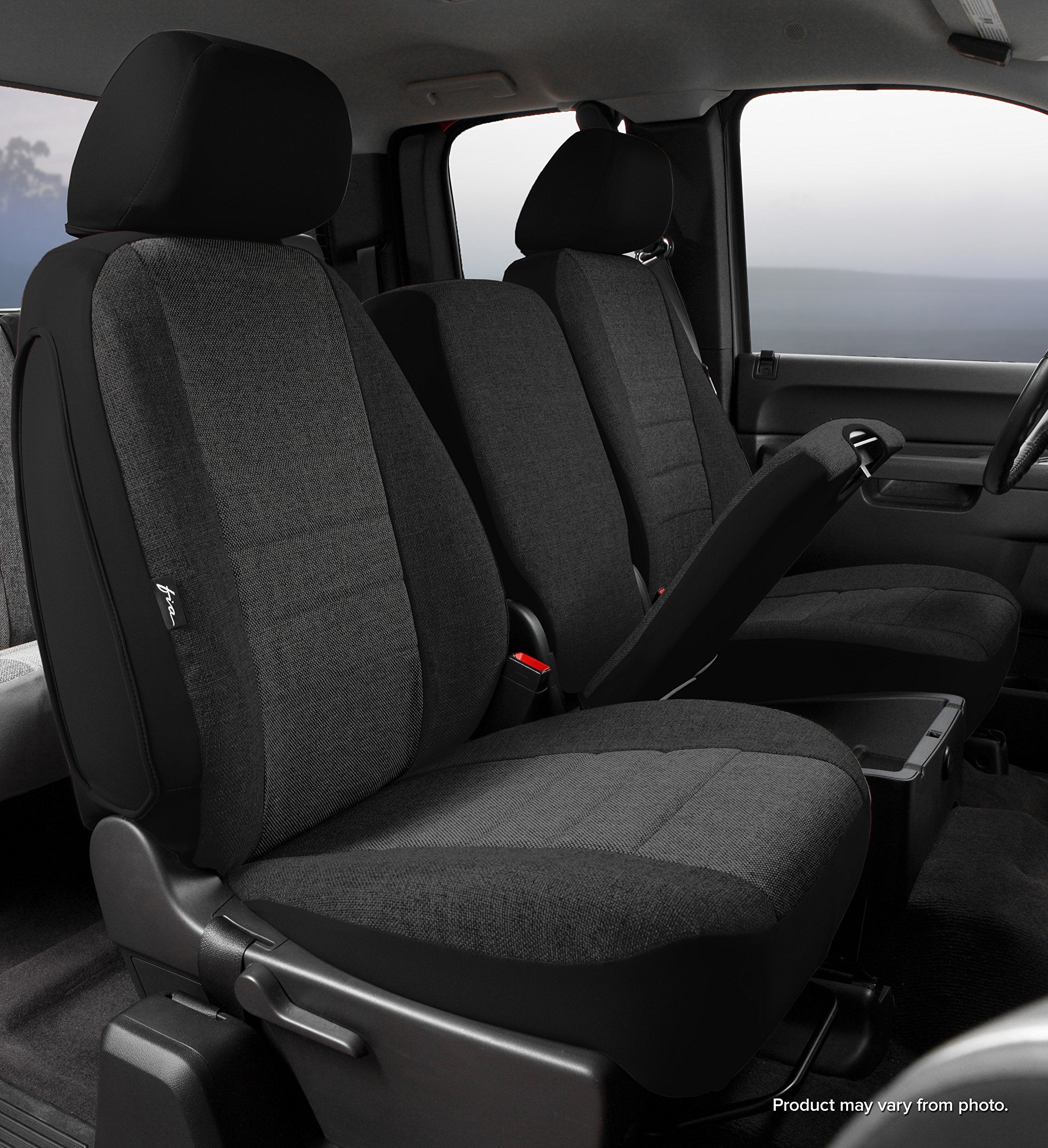 Fia CHARC OE37-35 Custom Fit Front Seat Cover Split Seat 40/20/40 - Tweed, (Charcoal)