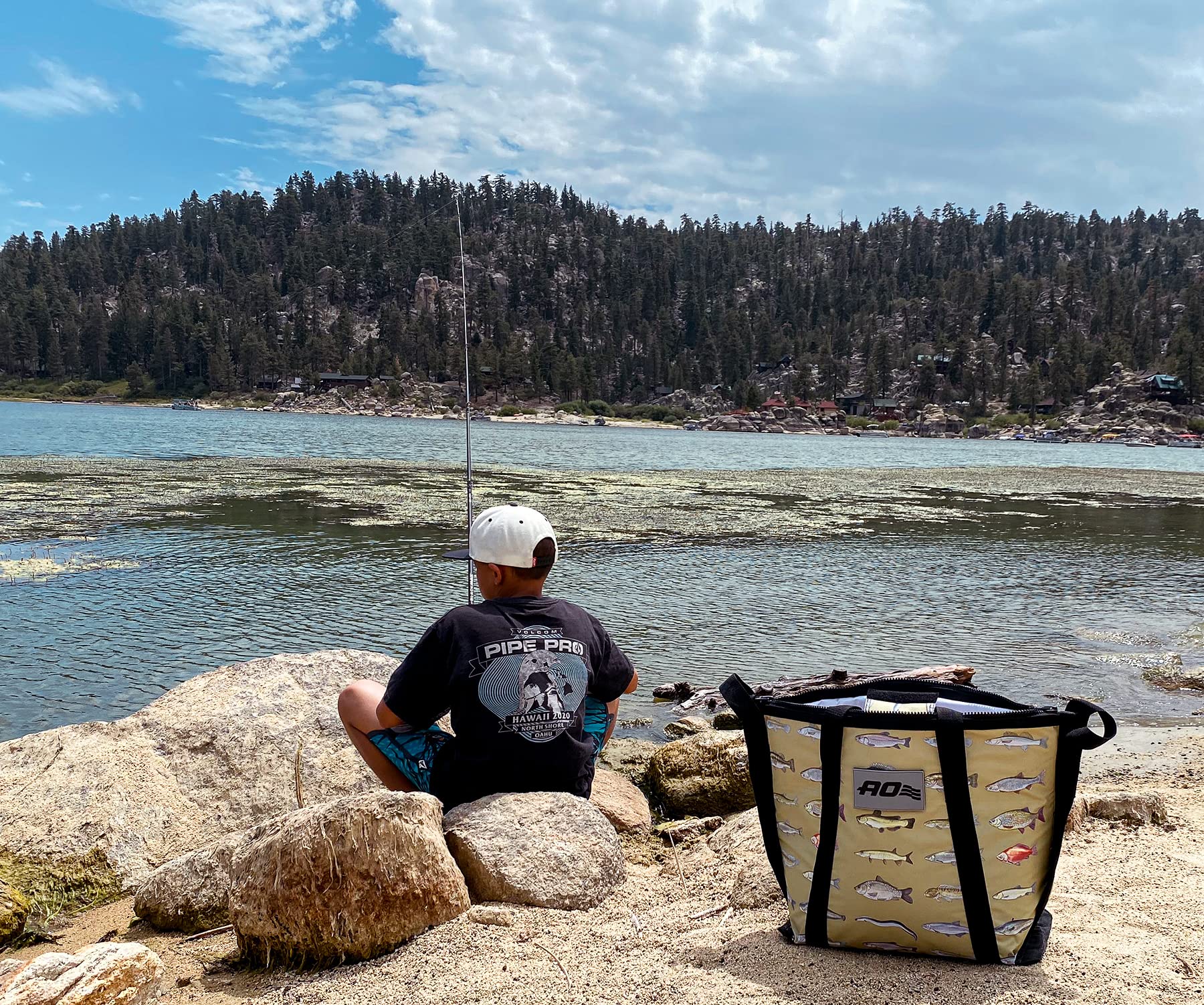 2' AO Coolers Insulated Fish Kill Bag - Portable, Leakproof Fish Cooler with Heavy-Duty Handles - 24" x 16", Multi (AOMFB2FT)