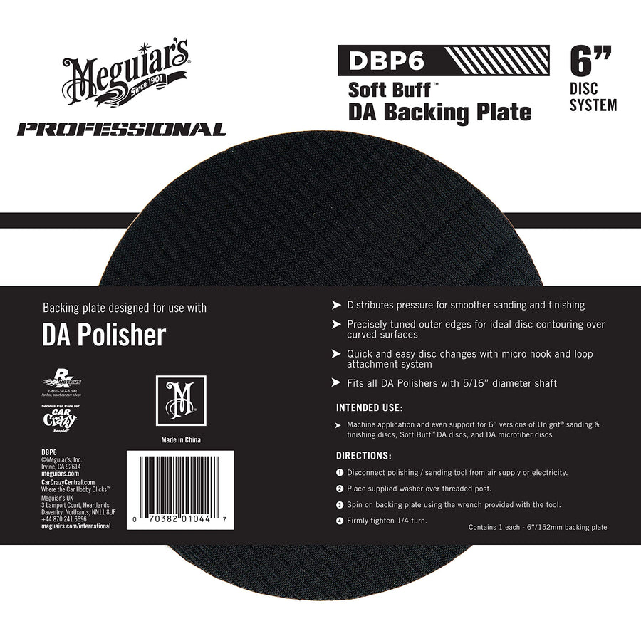6 Inch Meguiar's Soft Buff DA Backing Plate DBP6 - Backing Plate, Hook and Loop for Machine Polishing with Foam and Microfiber Discs, Professional DA Polisher Backing Plate, 1 Backing Plate