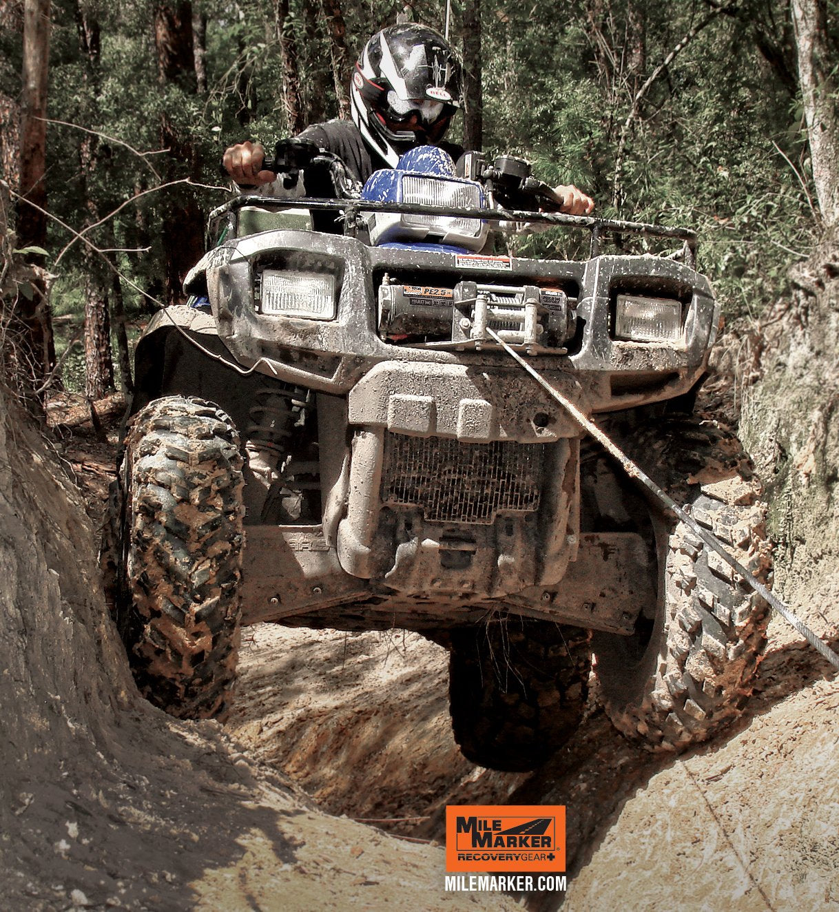 Mile Marker PE2.5 77-50105BW ATV UTV Side by Side Electric Winch with 3/16” x 42’ Steel Cable - 2500 Pound Capacity - Fully Sealed, Submersible, Water, Mud & Snow Proof