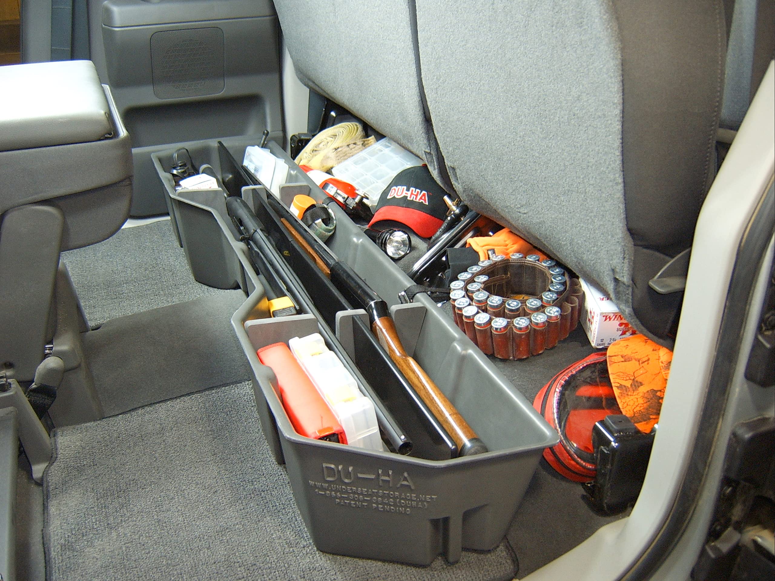 Under Seat Storage DuHa 40011 fits 2004-2024 Nissan Titan King Cab & Crew Cab | Dark Gray Heavy-Duty Back Seat Multi Tool Organizer | Includes Dividers