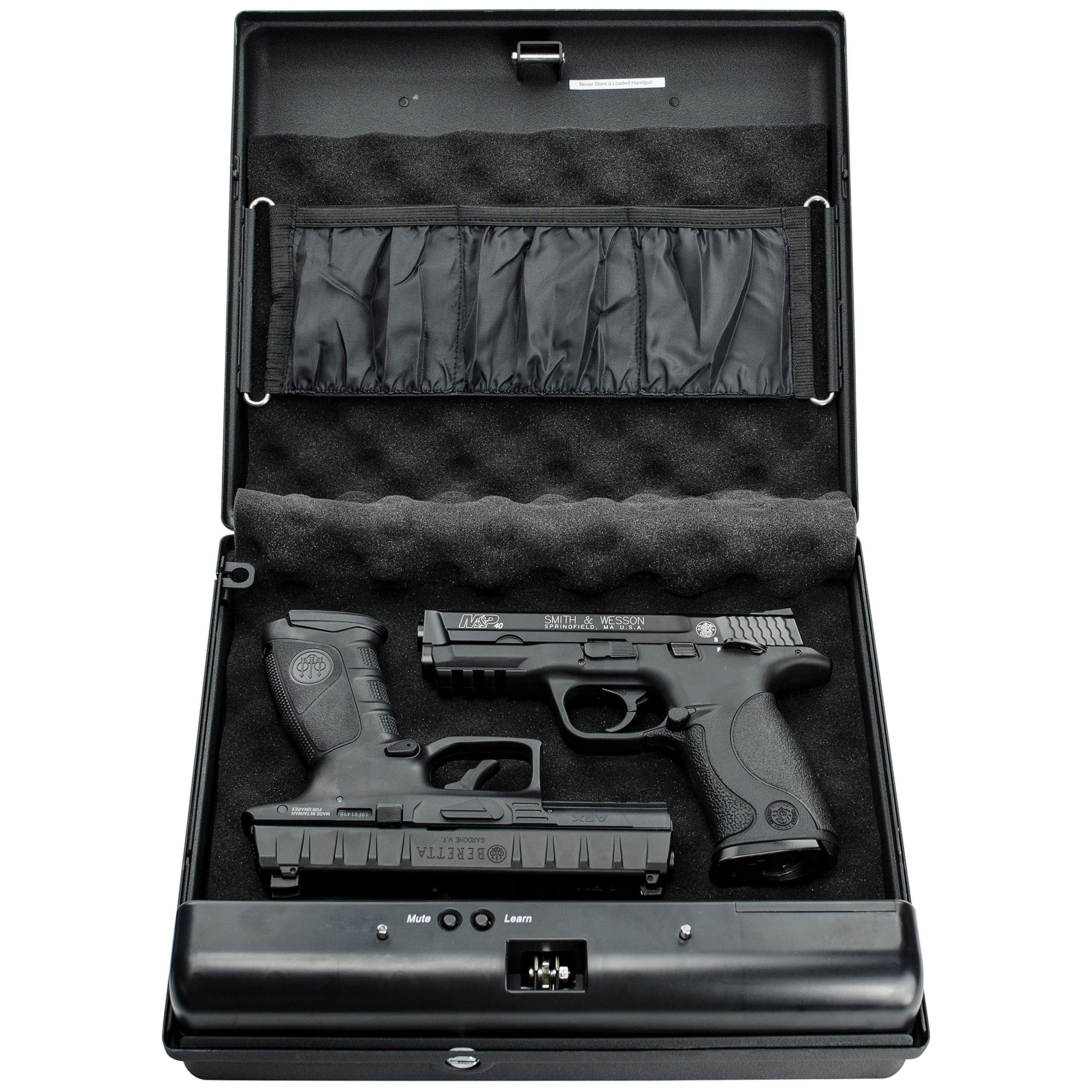 GunVault Portable MicroVault XL Handgun Safe with Patented No-Eyes Keypad and Security Cable (2 Pistol Capacity)