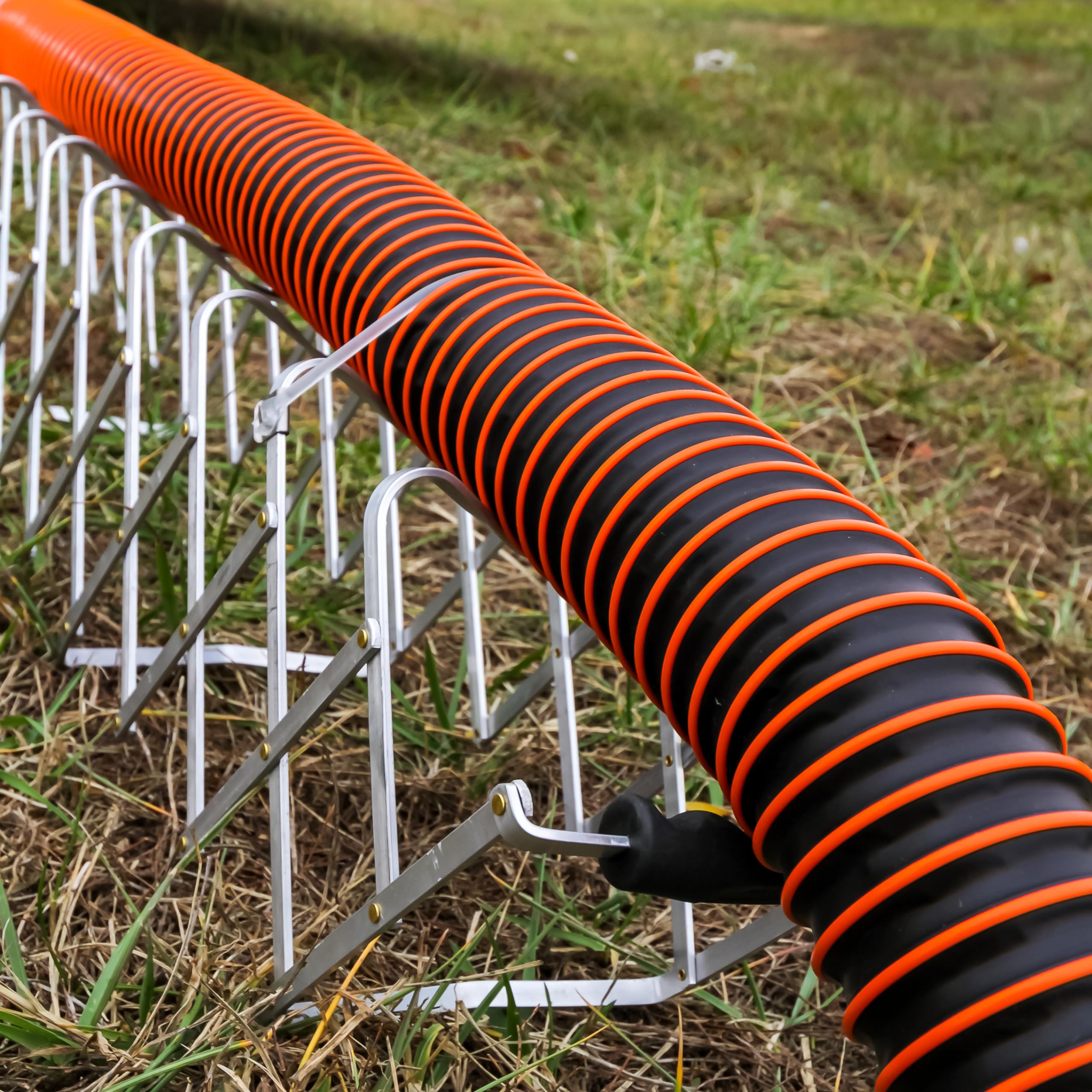 Camco 15-Ft Sewer Hose Support/RV Camper - Features Lightweight Durable Aluminum Design - Includes Strap Kit - Easily Folds for RV Storage (40353)