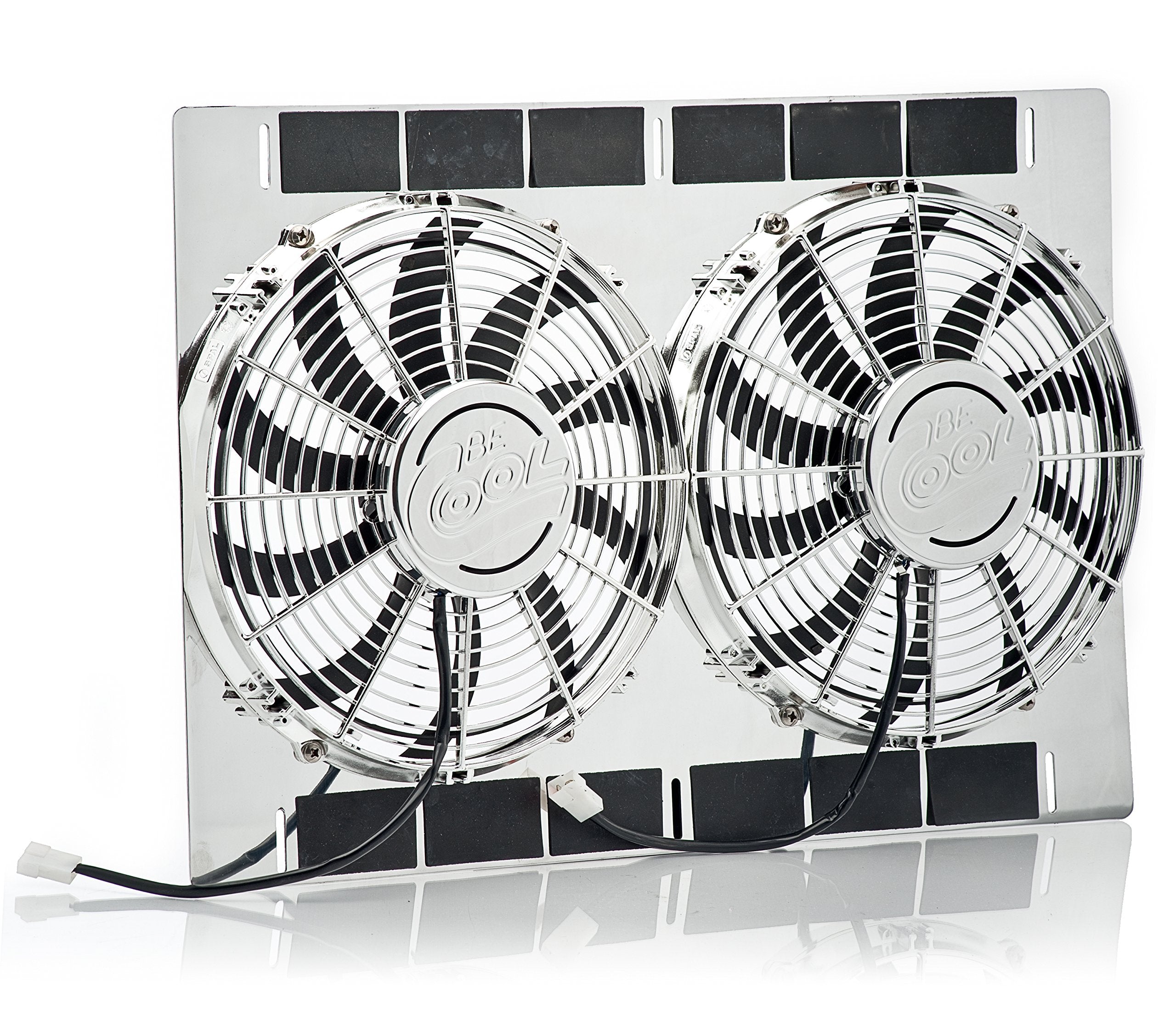 Be Cool Show & Go 75339 13" Stainless Shroud (27"W x 18"H with Dual Chrome Puller Fans)