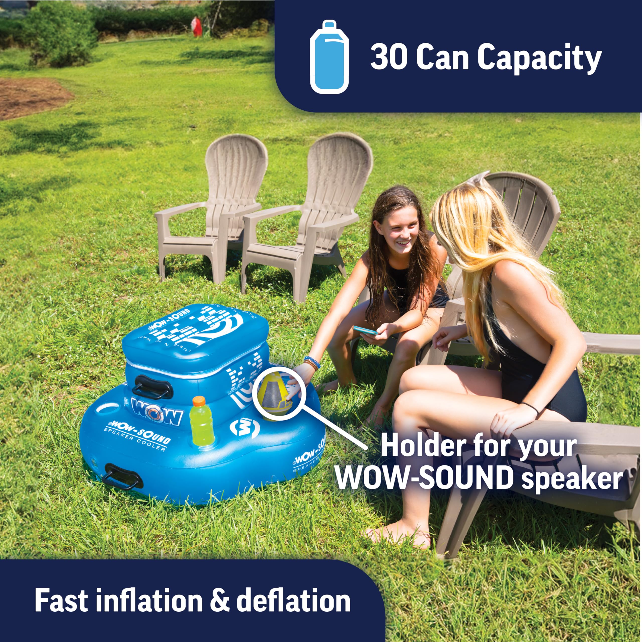 Float Fridge WOW Sports - Inflatable Floating Cooler - Portable Ice Chest For Pool & Beach - 30 Pack Capacity